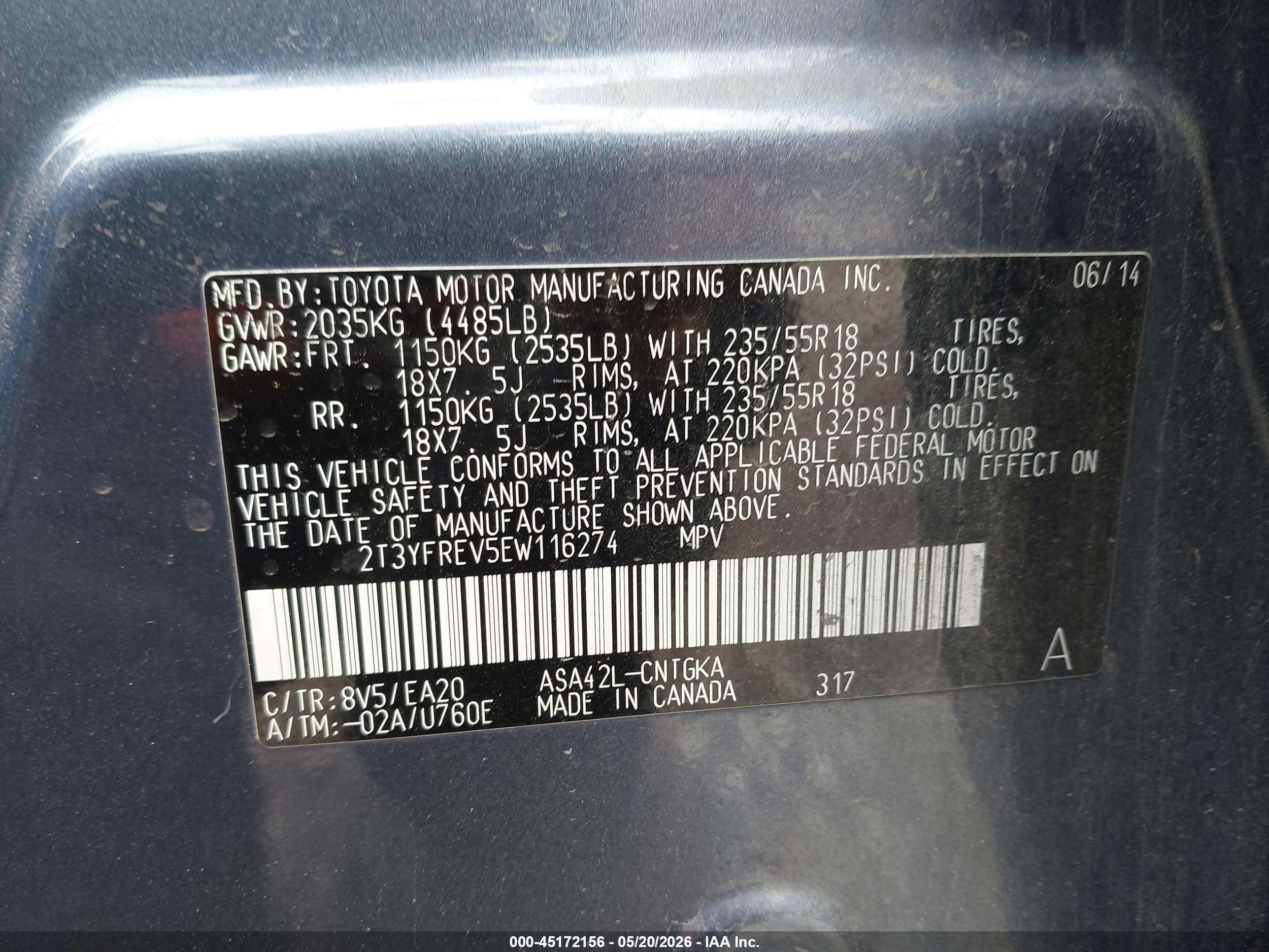 2014 Toyota Rav4 Limited Blue vin: 2T3YFREV5EW116274