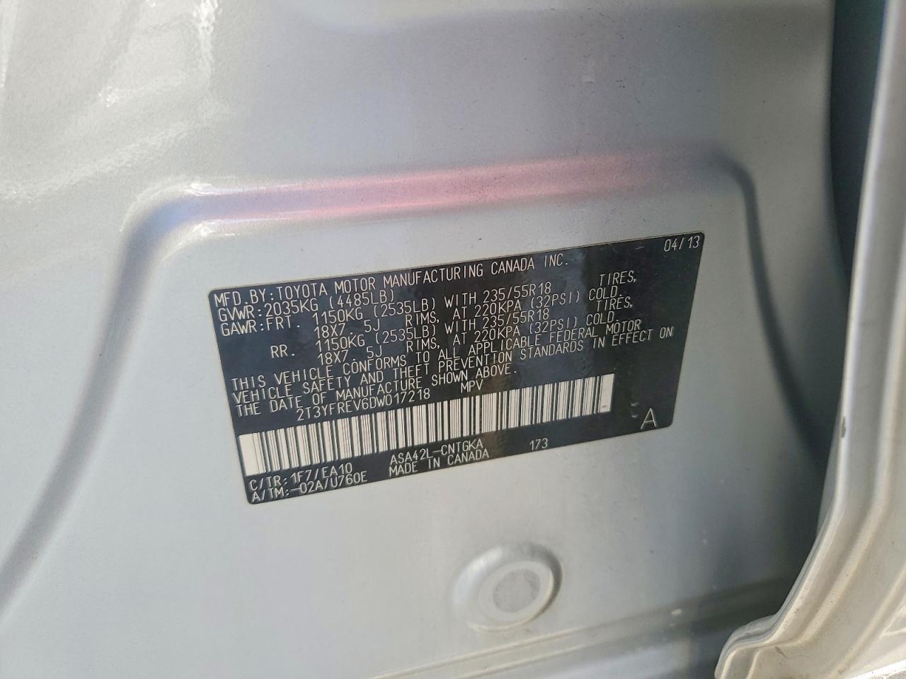 2013 Toyota Rav4 Limited Silver vin: 2T3YFREV6DW017218