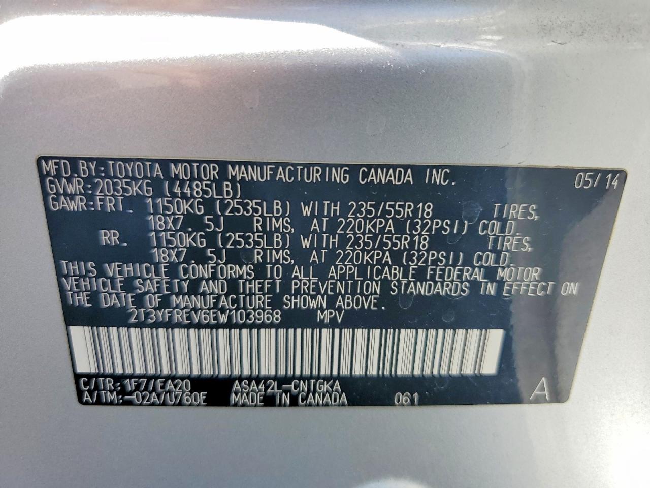 2014 Toyota Rav4 Limited Silver vin: 2T3YFREV6EW103968