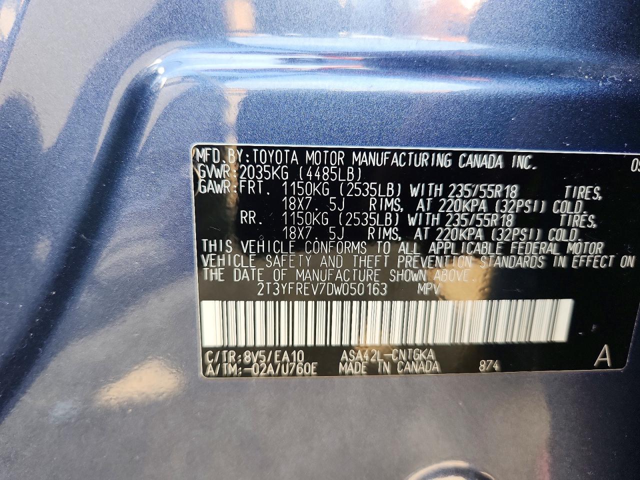 2013 Toyota Rav4 Limited Blue vin: 2T3YFREV7DW050163