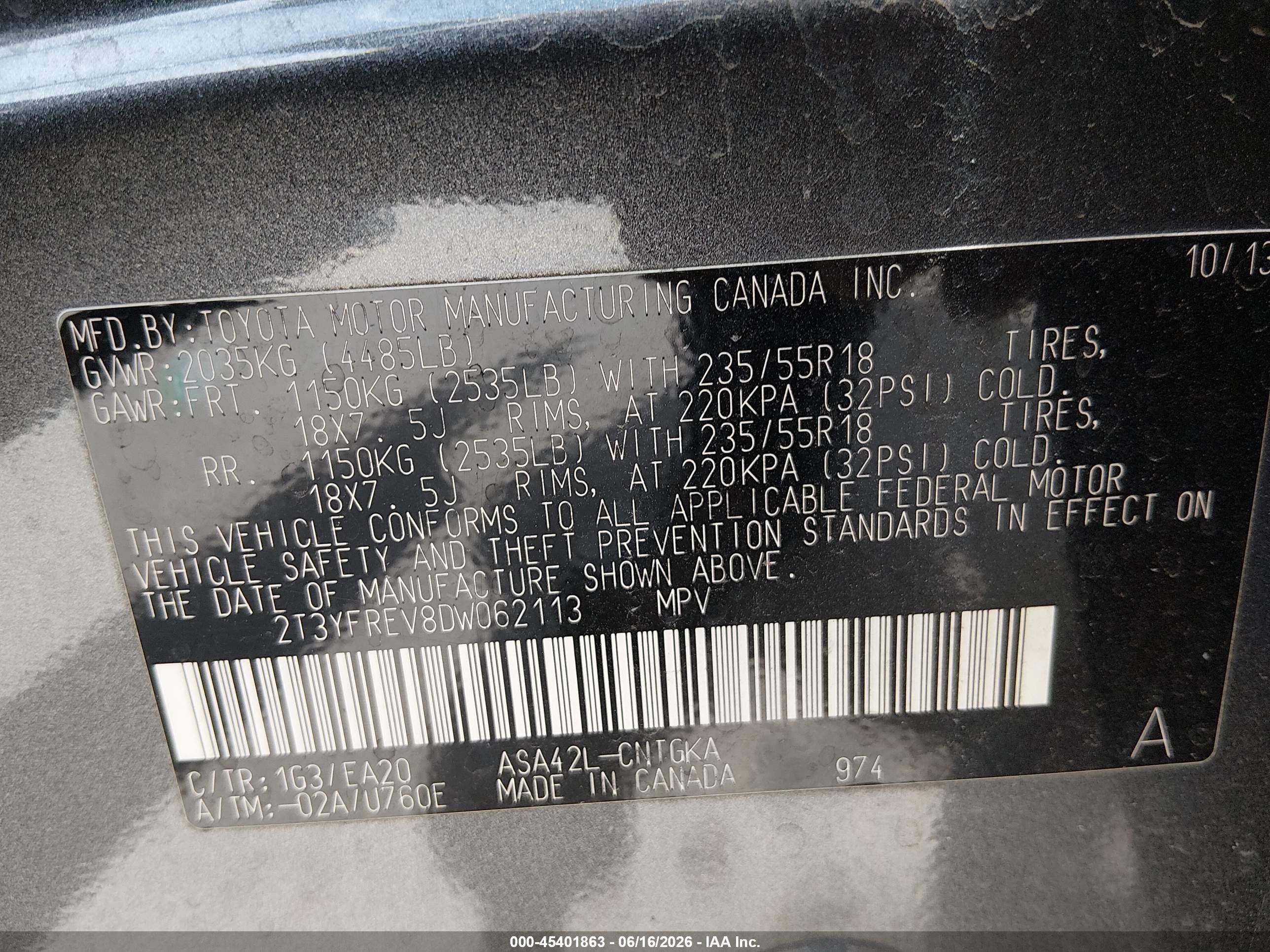 2013 Toyota Rav4 Limited Gray vin: 2T3YFREV8DW062113