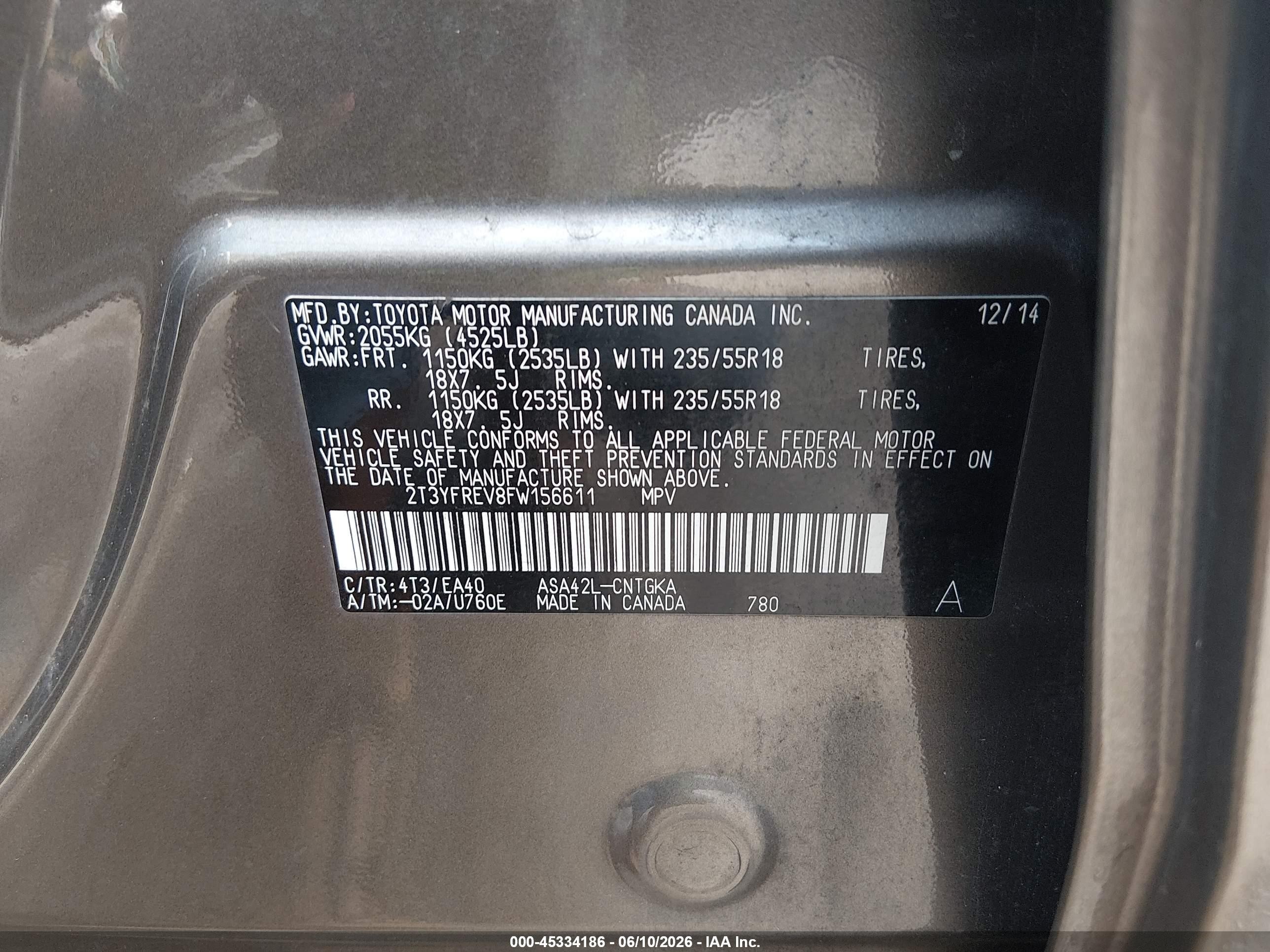 2015 Toyota Rav4 Limited Gray vin: 2T3YFREV8FW156611