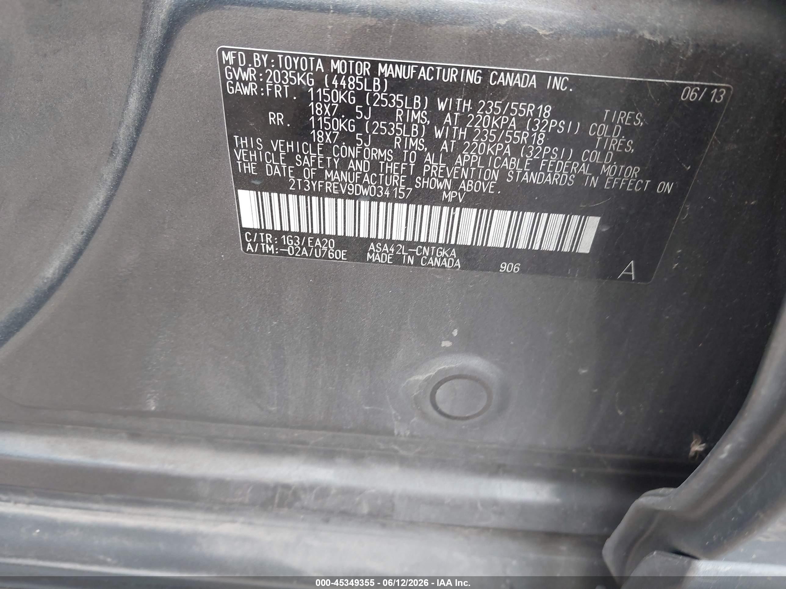 2013 Toyota Rav4 Limited Gray vin: 2T3YFREV9DW034157