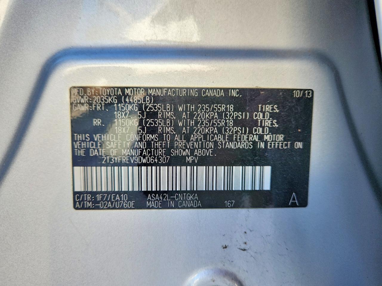 2013 Toyota Rav4 Limited Silver vin: 2T3YFREV9DW064307