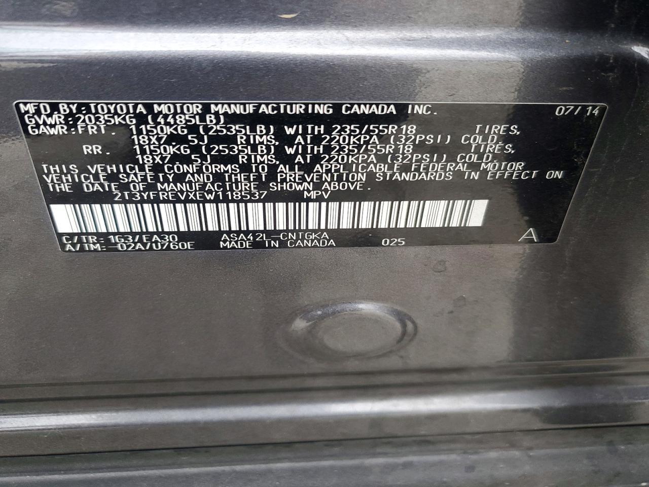 2014 Toyota Rav4 Limited Gray vin: 2T3YFREVXEW118537