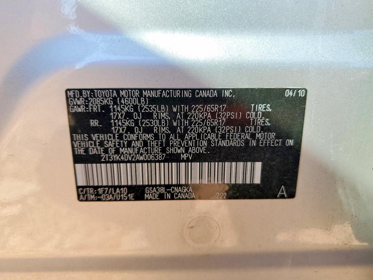2010 Toyota Rav4 Limited Silver vin: 2T3YK4DV2AW006387