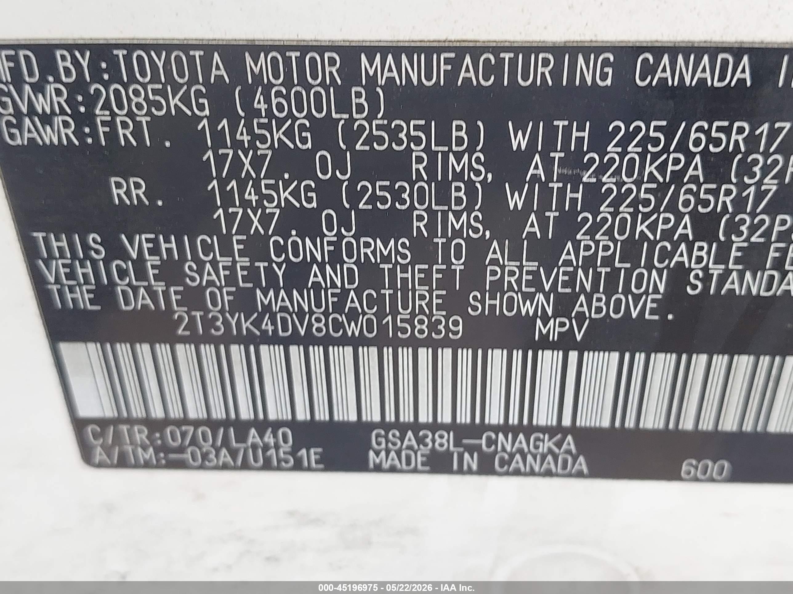 2012 Toyota Rav4 Limited V6 White vin: 2T3YK4DV8CW015839