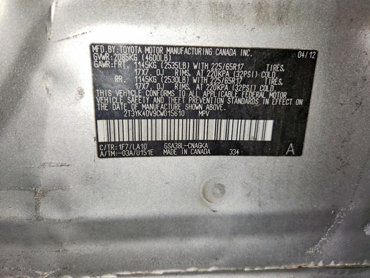 2012 Toyota Rav4 Limited Silver vin: 2T3YK4DV9CW015610