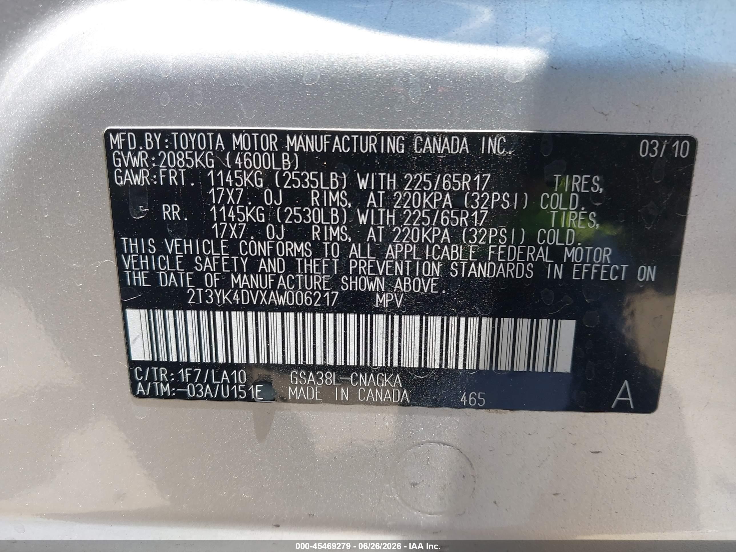 2010 Toyota Rav4 Limited V6 Silver vin: 2T3YK4DVXAW006217
