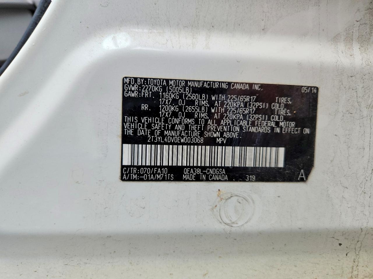 2014 Toyota Rav4 Ev Base White vin: 2T3YL4DV0EW003068