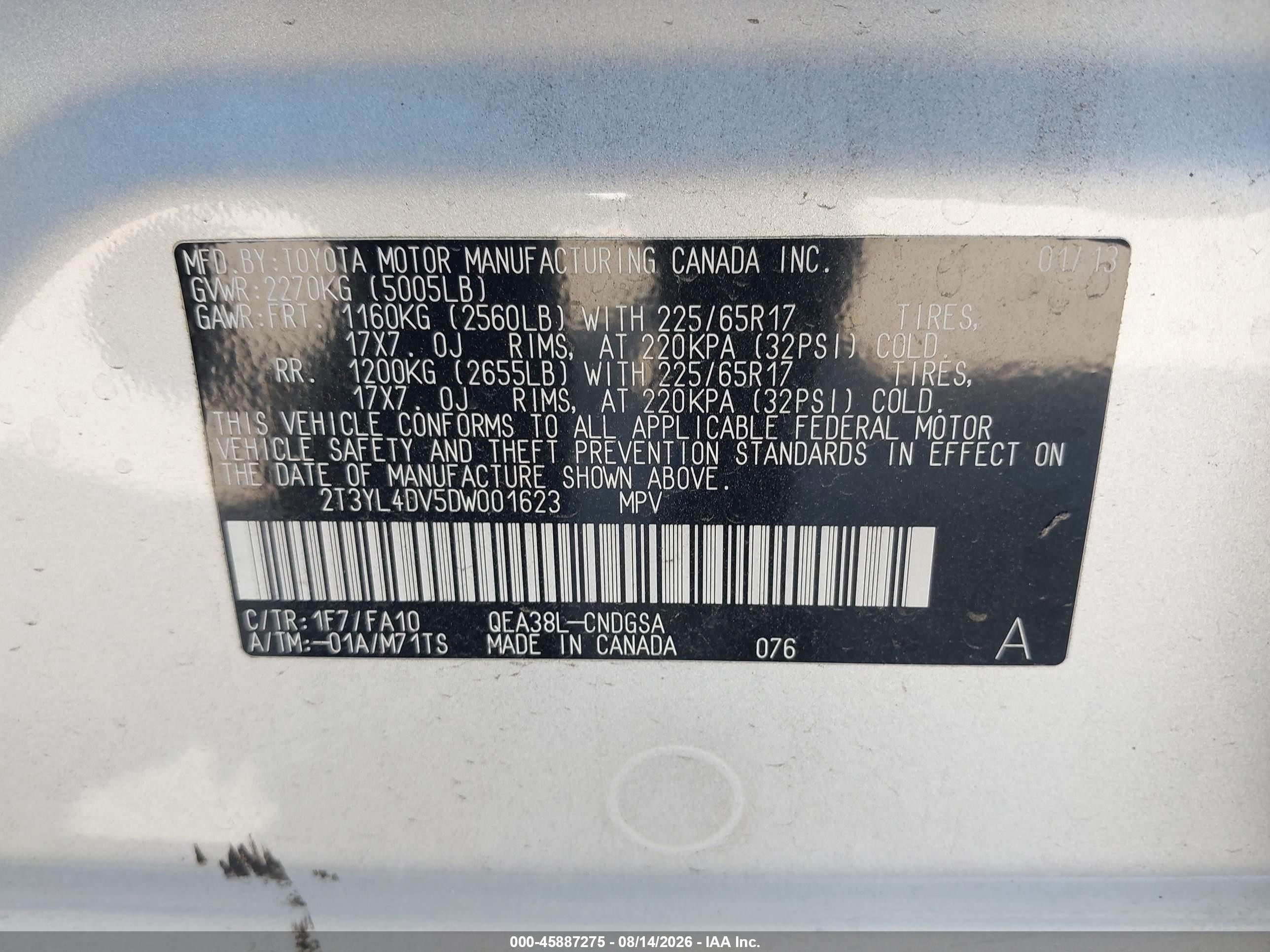 2013 Toyota Rav4 Ev   Silver vin: 2T3YL4DV5DW001623