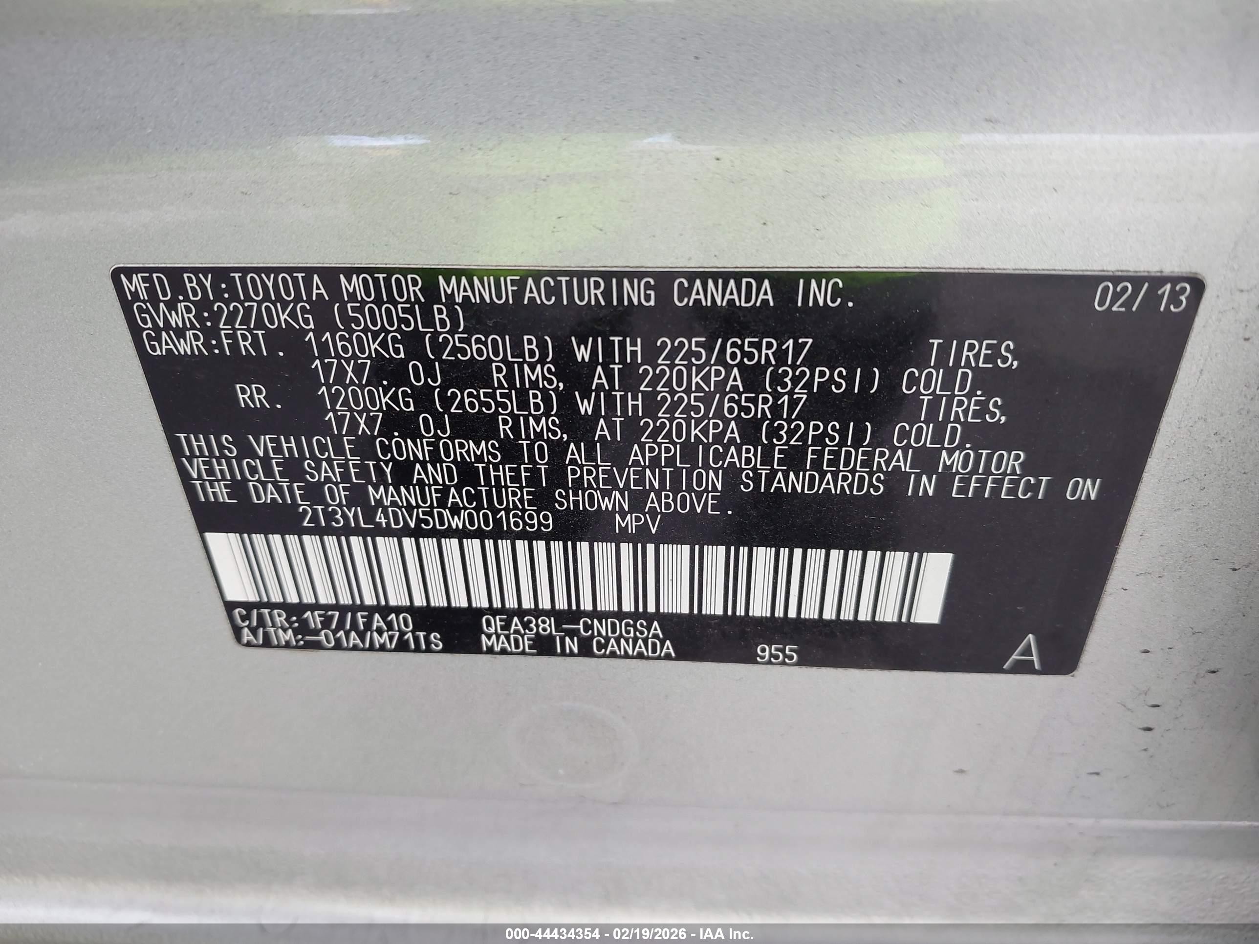 2013 Toyota Rav4 Ev   Silver vin: 2T3YL4DV5DW001699
