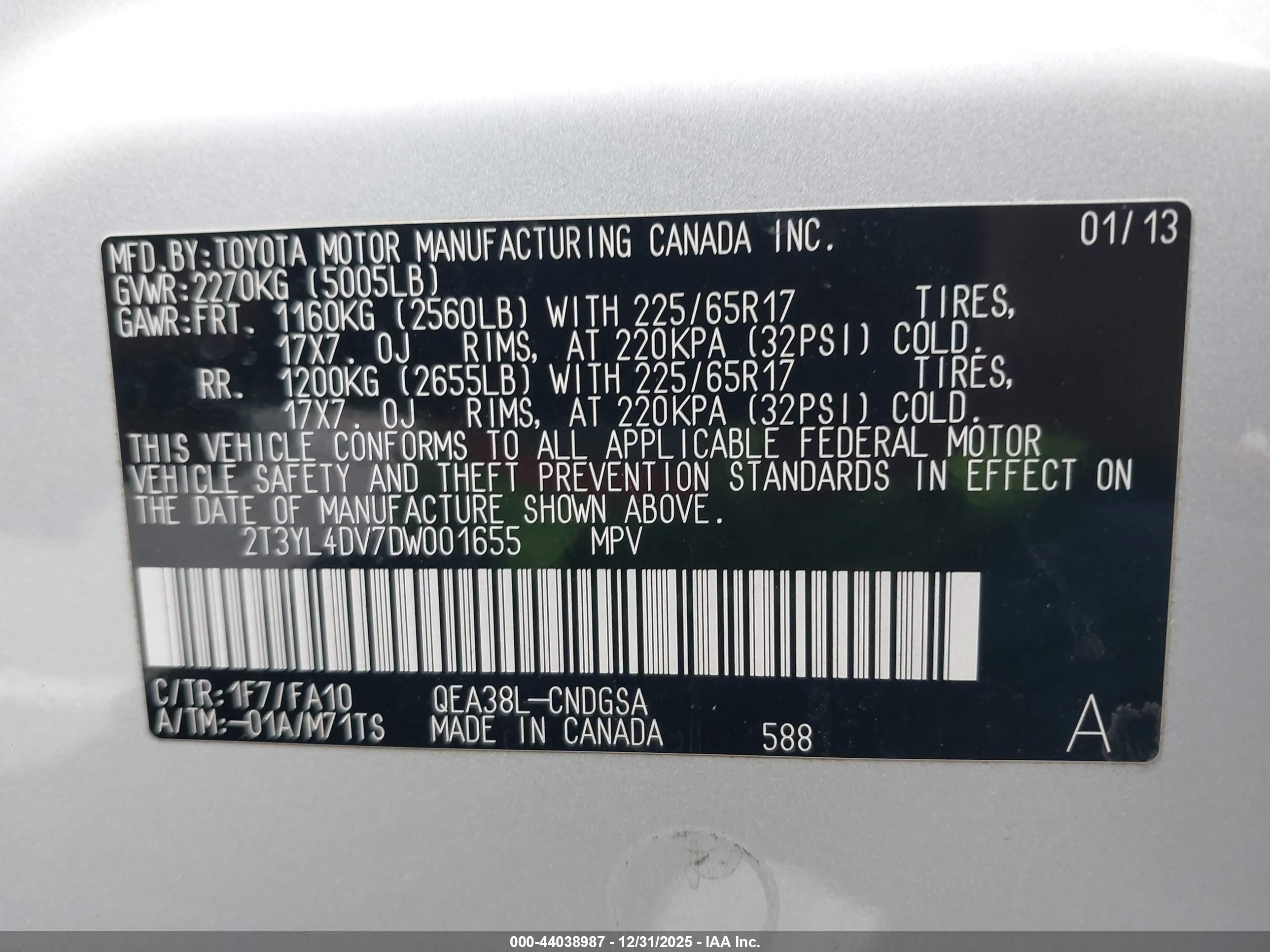 2013 Toyota Rav4 Ev   Silver vin: 2T3YL4DV7DW001655