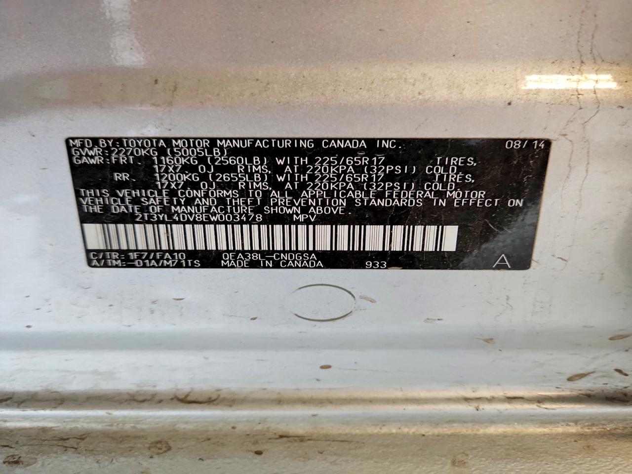 2014 Toyota Rav4 Ev Base Silver vin: 2T3YL4DV8EW003478