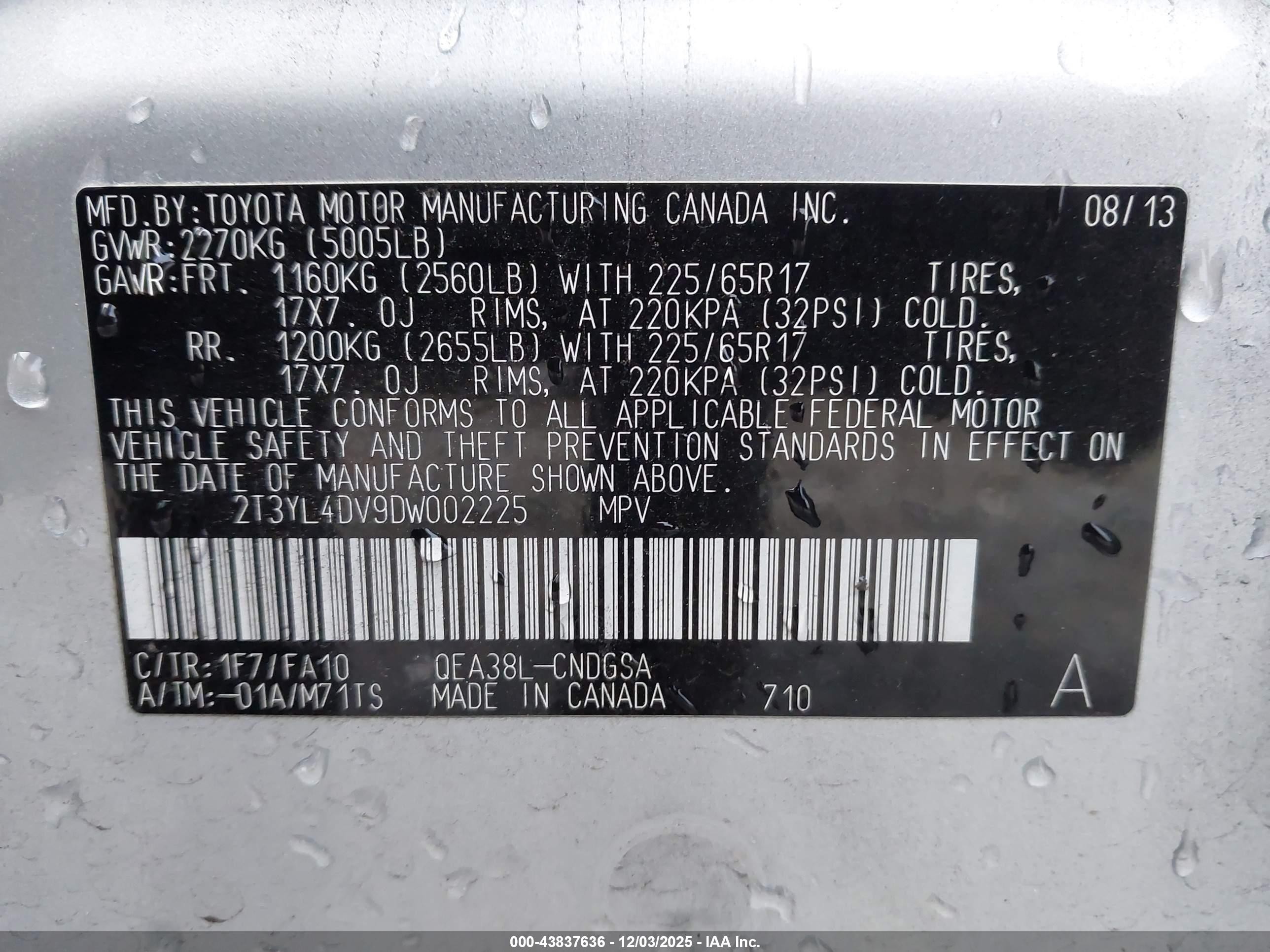 2013 Toyota Rav4 Ev   Gray vin: 2T3YL4DV9DW002225