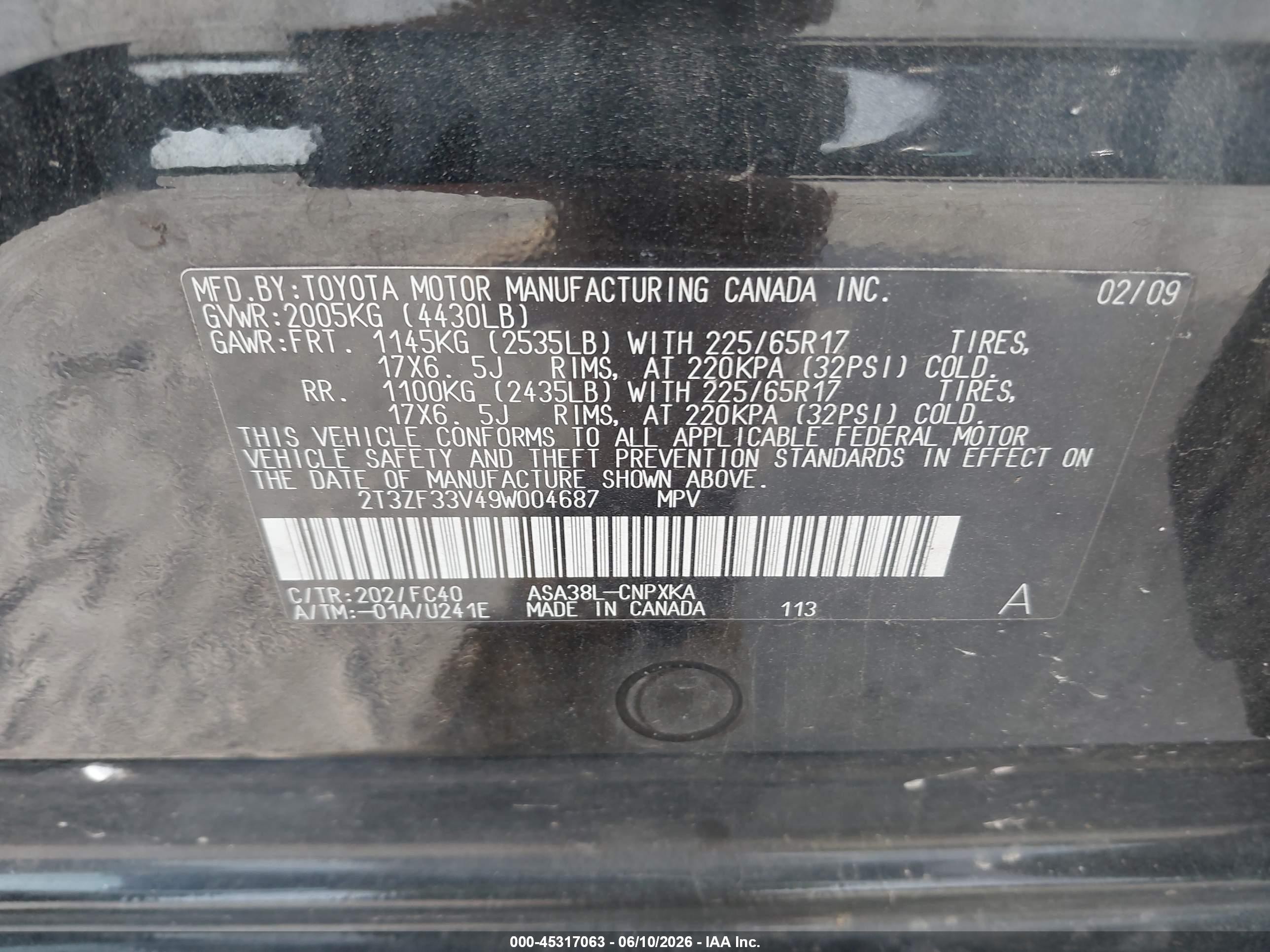 2009 Toyota Rav4 Черный vin: 2T3ZF33V49W004687