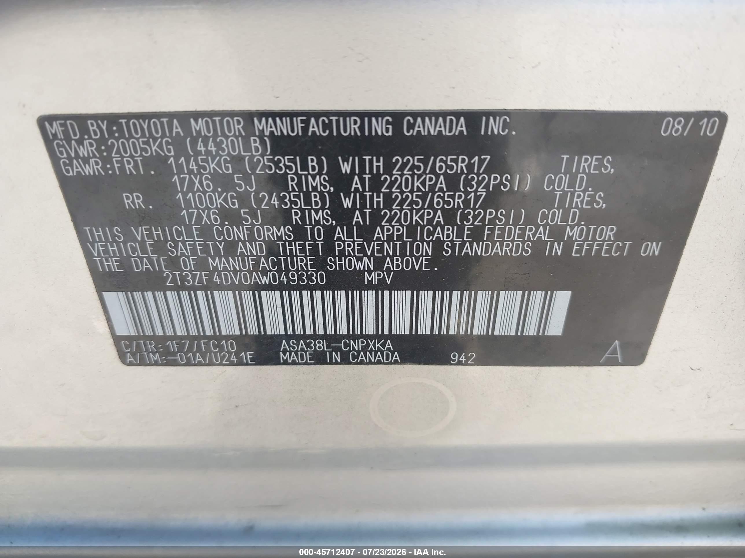 2010 Toyota Rav4 Gray vin: 2T3ZF4DV0AW049330