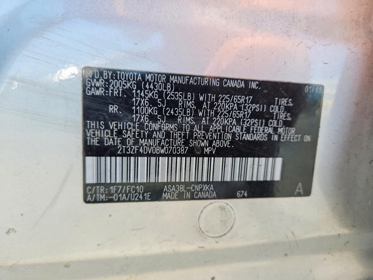 2011 Toyota Rav4 Base Silver vin: 2T3ZF4DV0BW070387