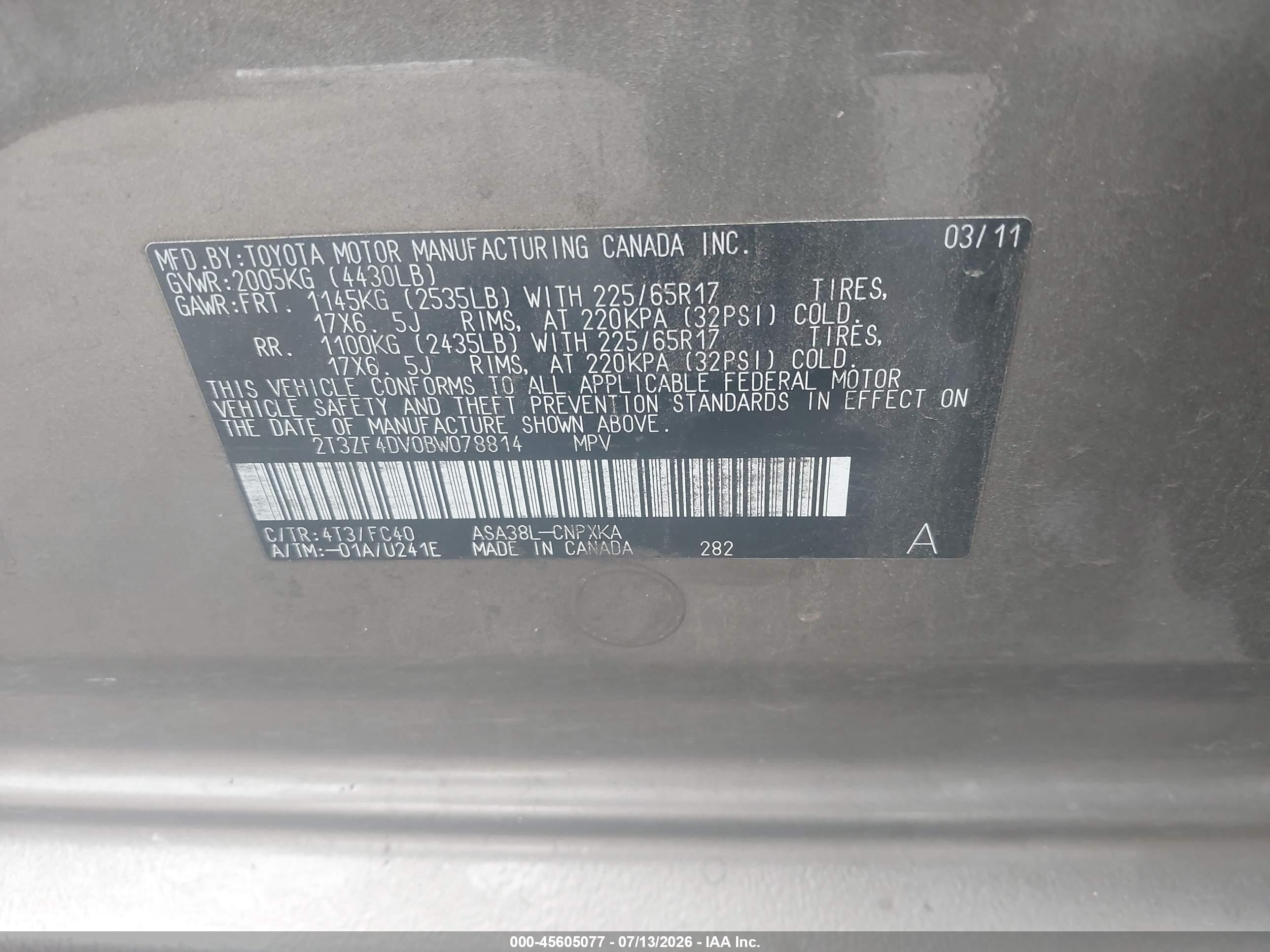 2011 Toyota Rav4   Brown vin: 2T3ZF4DV0BW078814