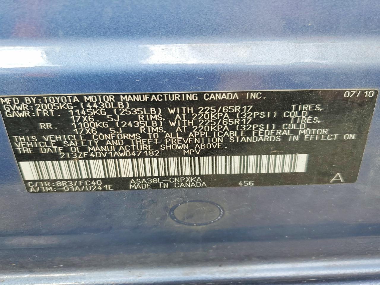 2010 Toyota Rav4 Base Синий vin: 2T3ZF4DV1AW047182