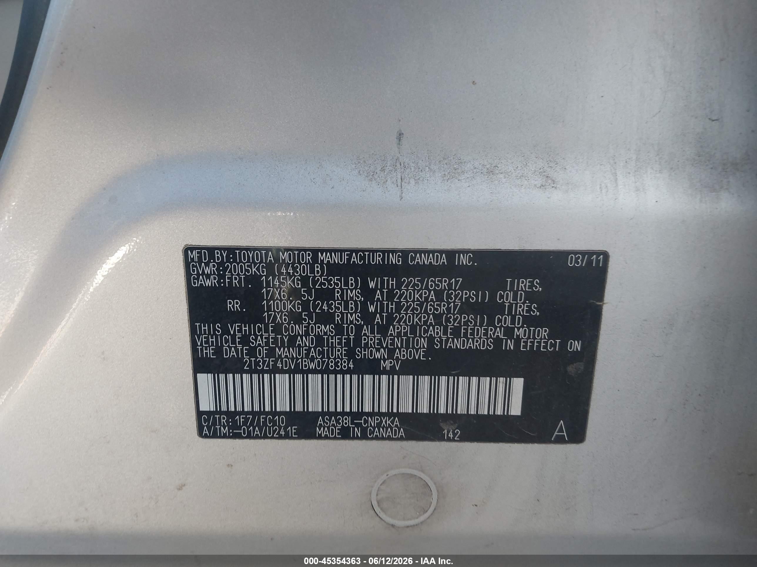 2011 Toyota Rav4   Silver vin: 2T3ZF4DV1BW078384
