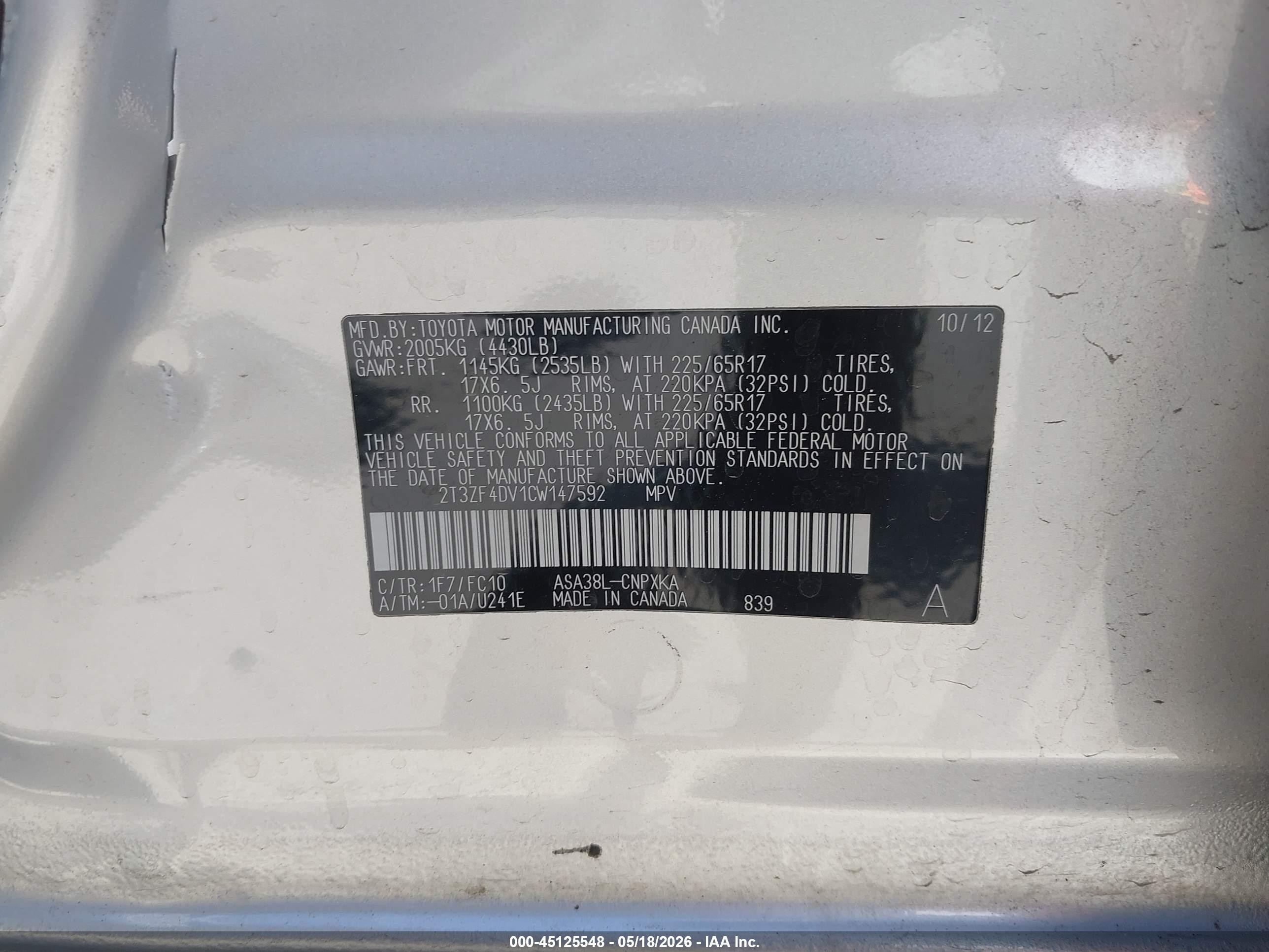 2012 Toyota Rav4   Silver vin: 2T3ZF4DV1CW147592