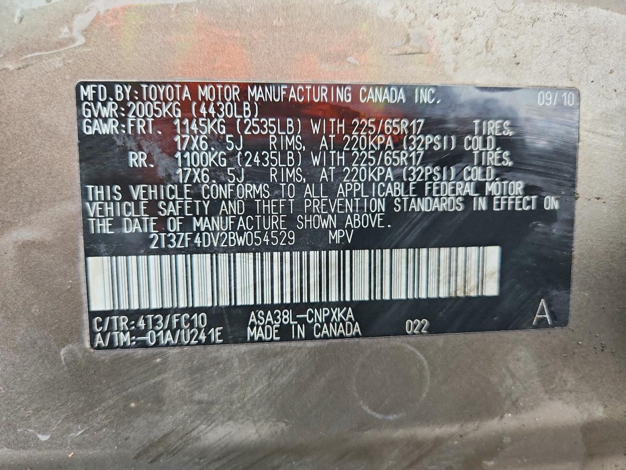 2011 Toyota Rav4 Tan vin: 2T3ZF4DV2BW054529