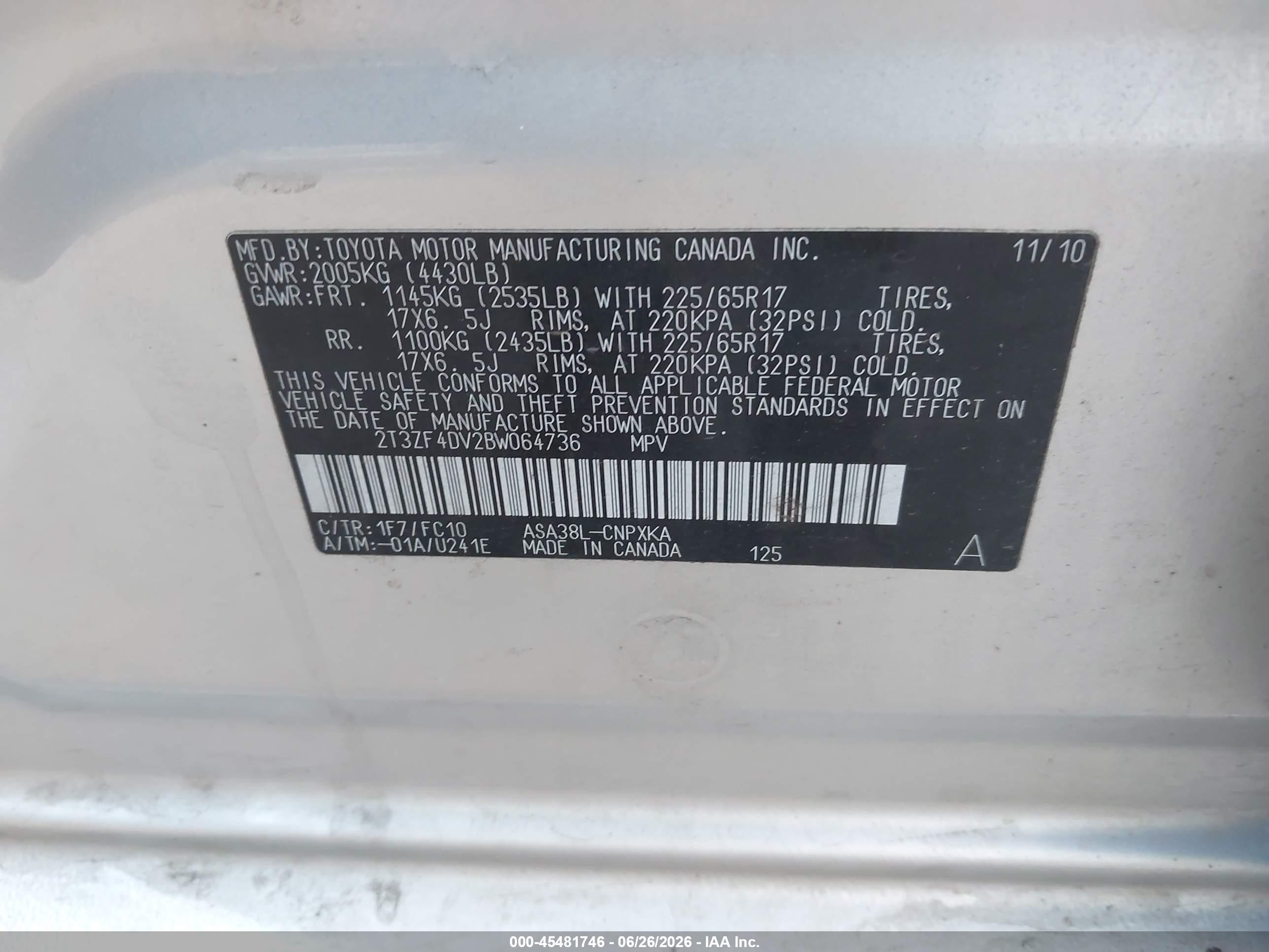 2011 Toyota Rav4   Silver vin: 2T3ZF4DV2BW064736