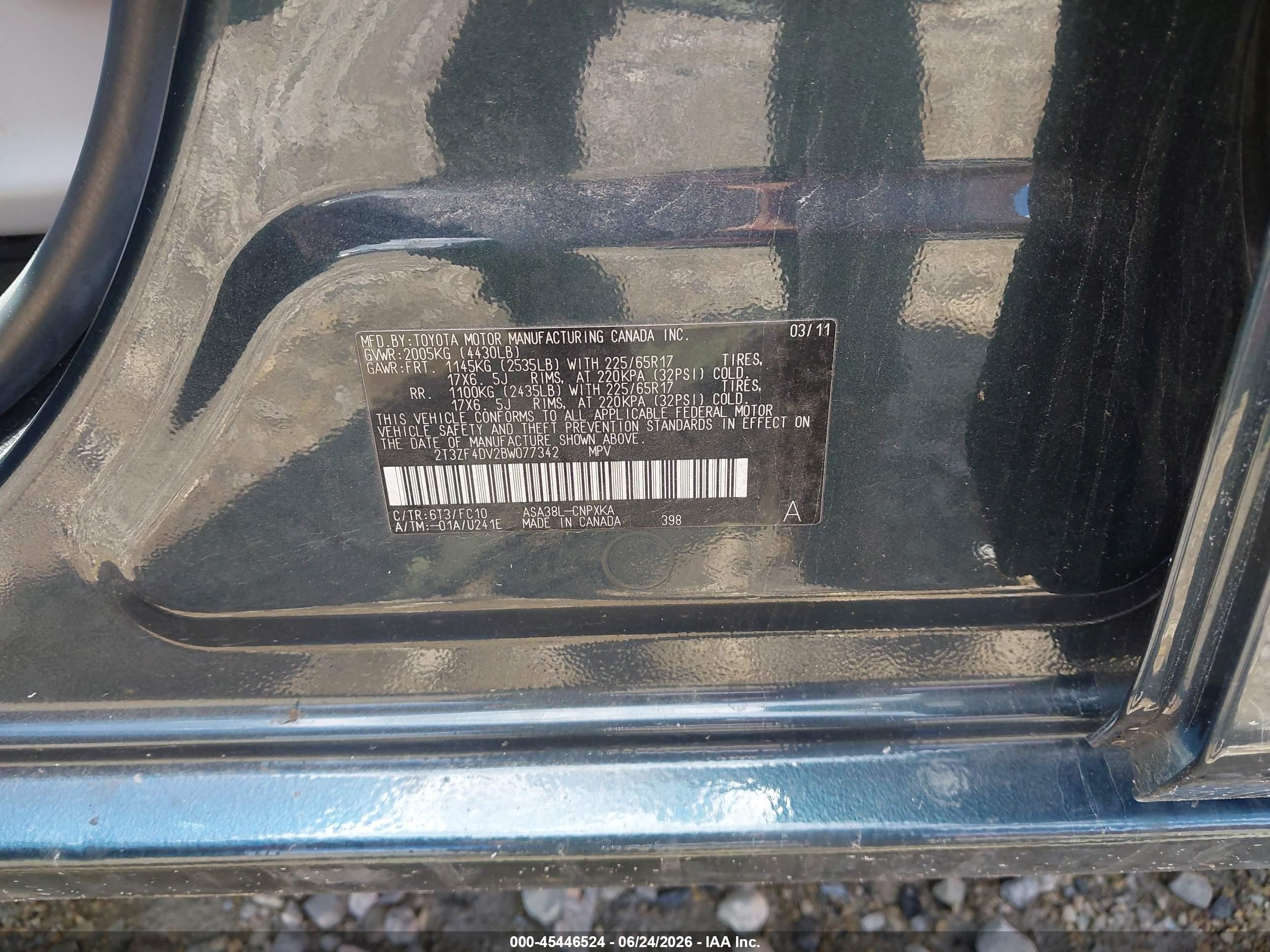 2011 Toyota Rav4   Синий vin: 2T3ZF4DV2BW077342