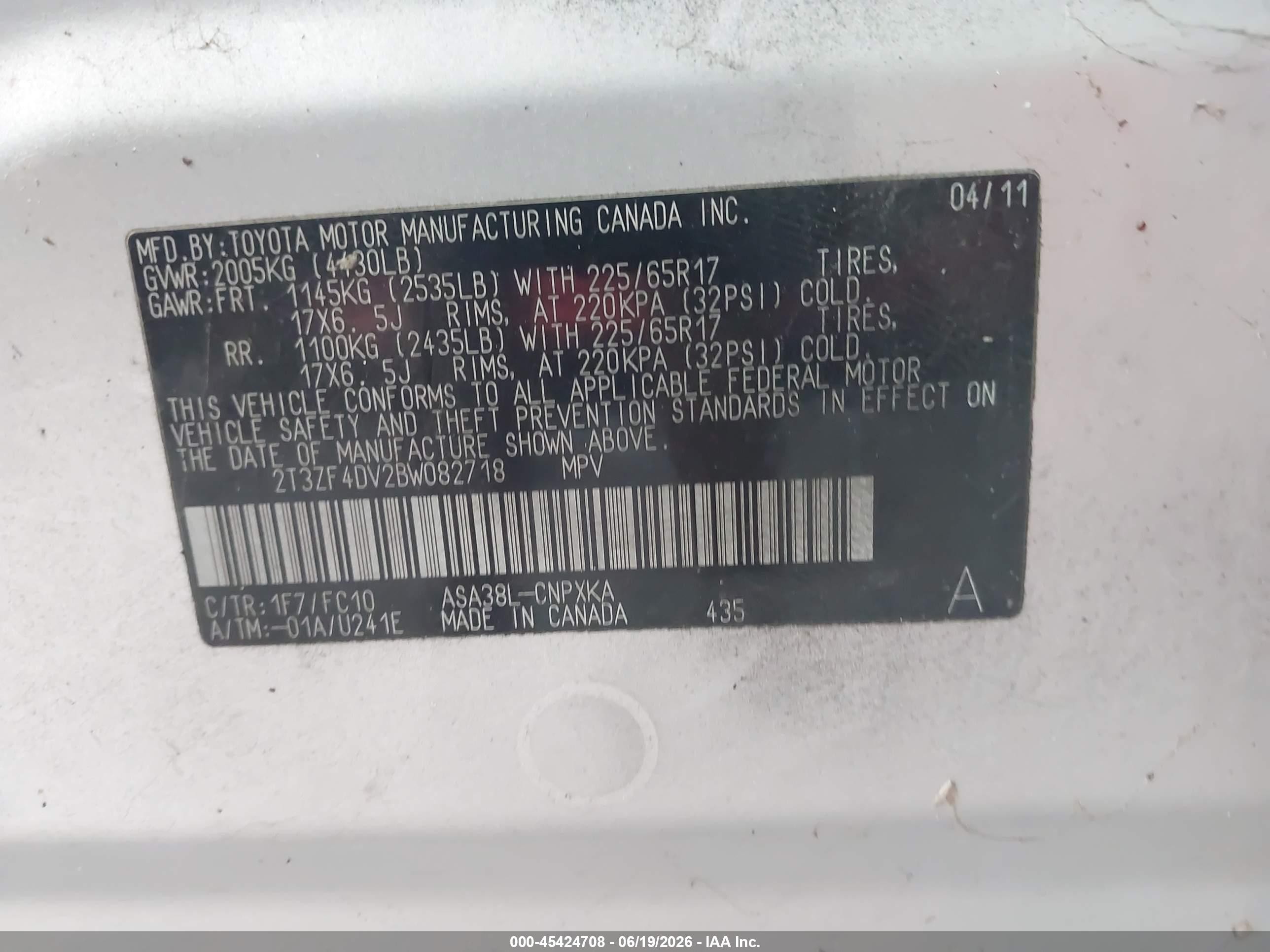 2011 Toyota Rav4   Silver vin: 2T3ZF4DV2BW082718