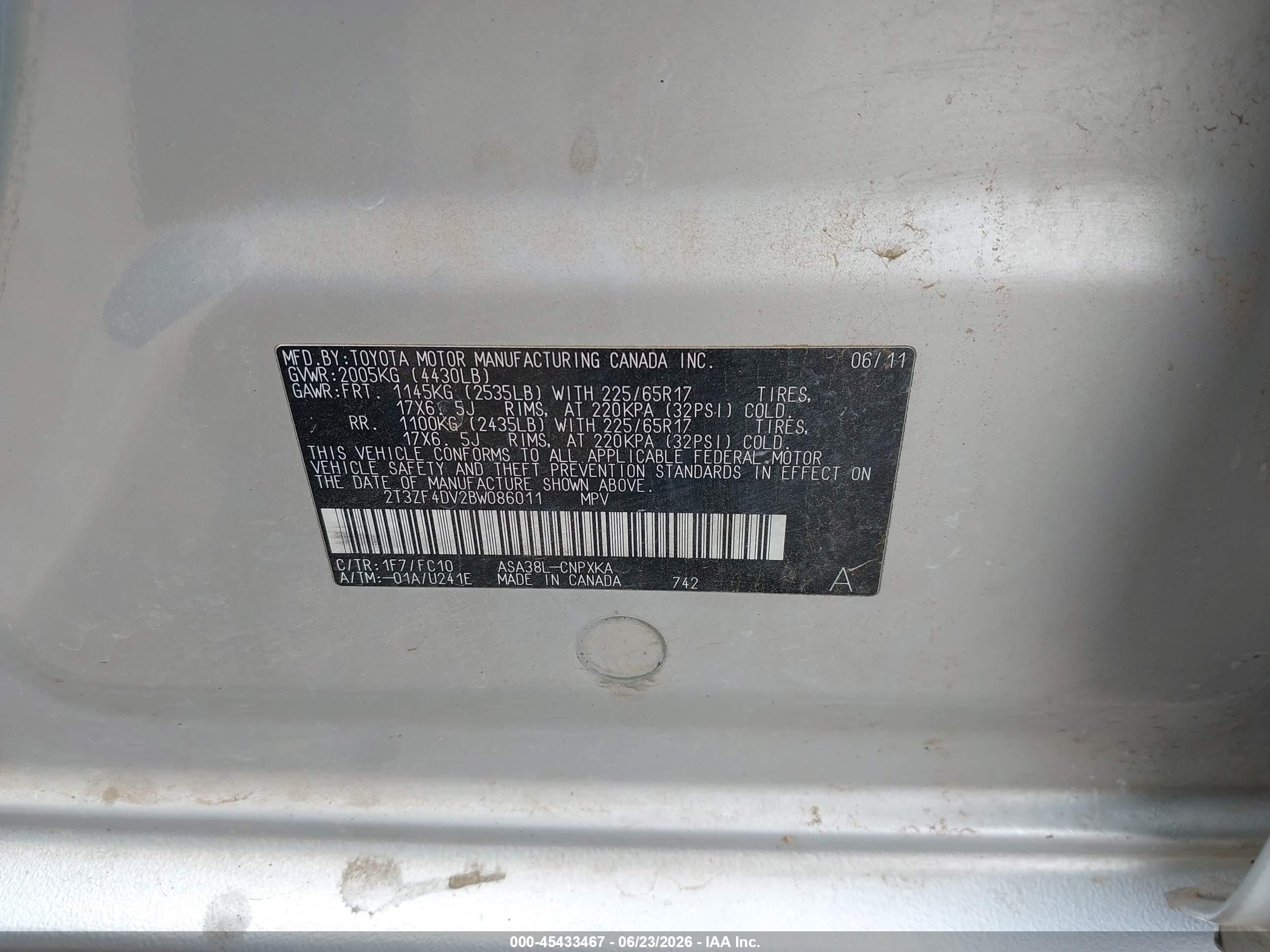 2011 Toyota Rav4   Silver vin: 2T3ZF4DV2BW086011