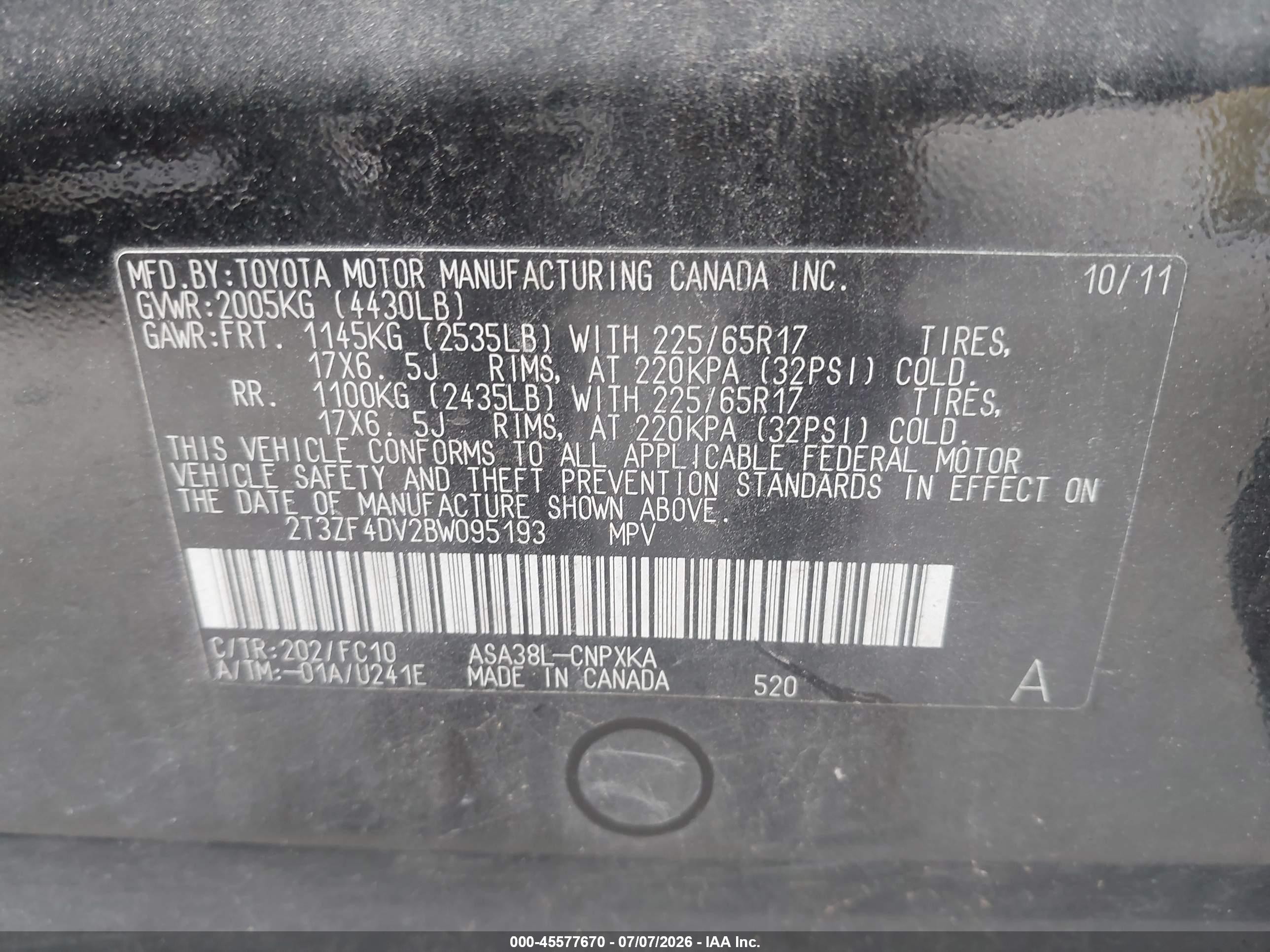 2011 Toyota Rav4   Черный vin: 2T3ZF4DV2BW095193