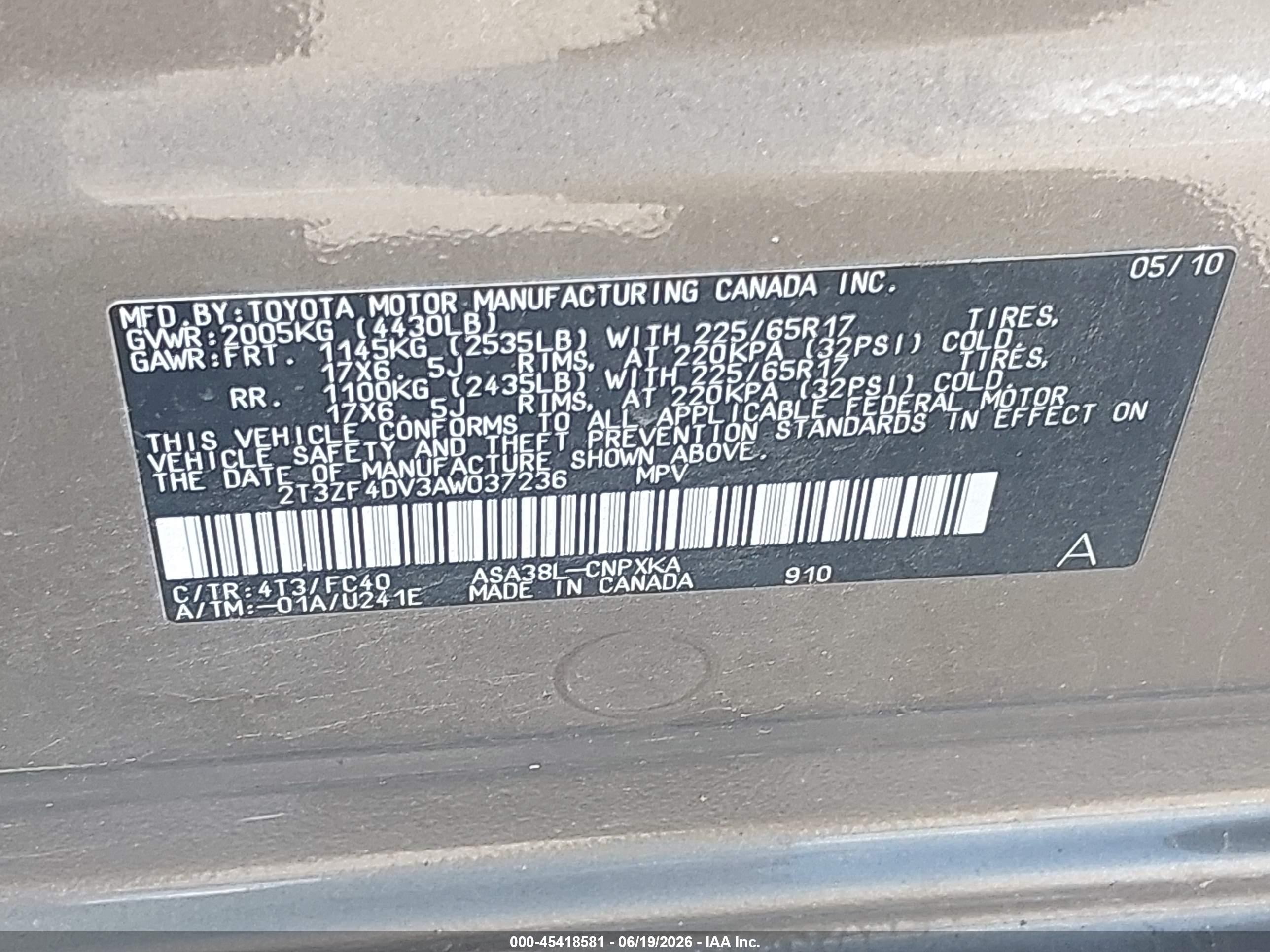 2010 Toyota Rav4 Brown vin: 2T3ZF4DV3AW037236