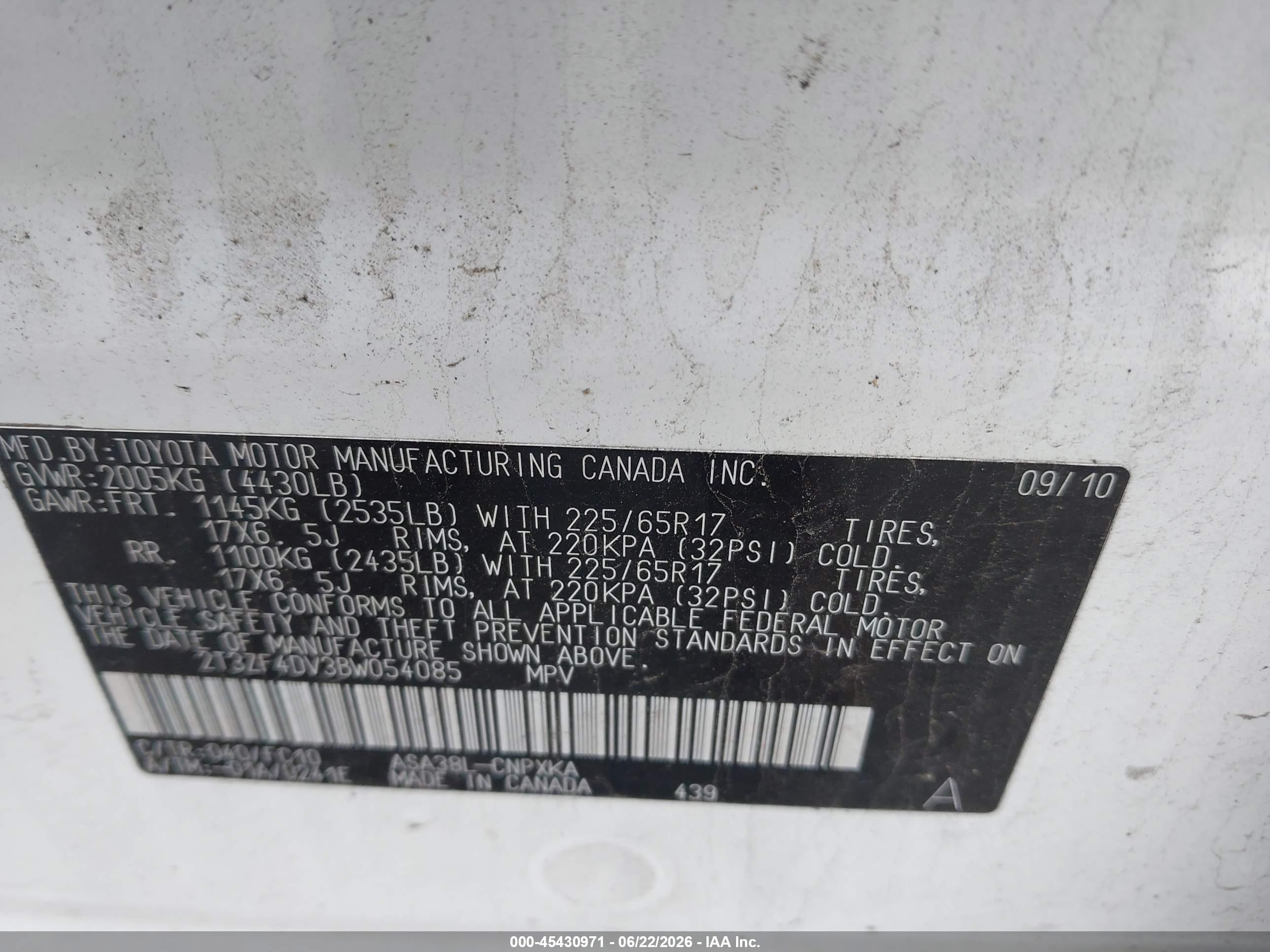 2011 Toyota Rav4 White vin: 2T3ZF4DV3BW054085