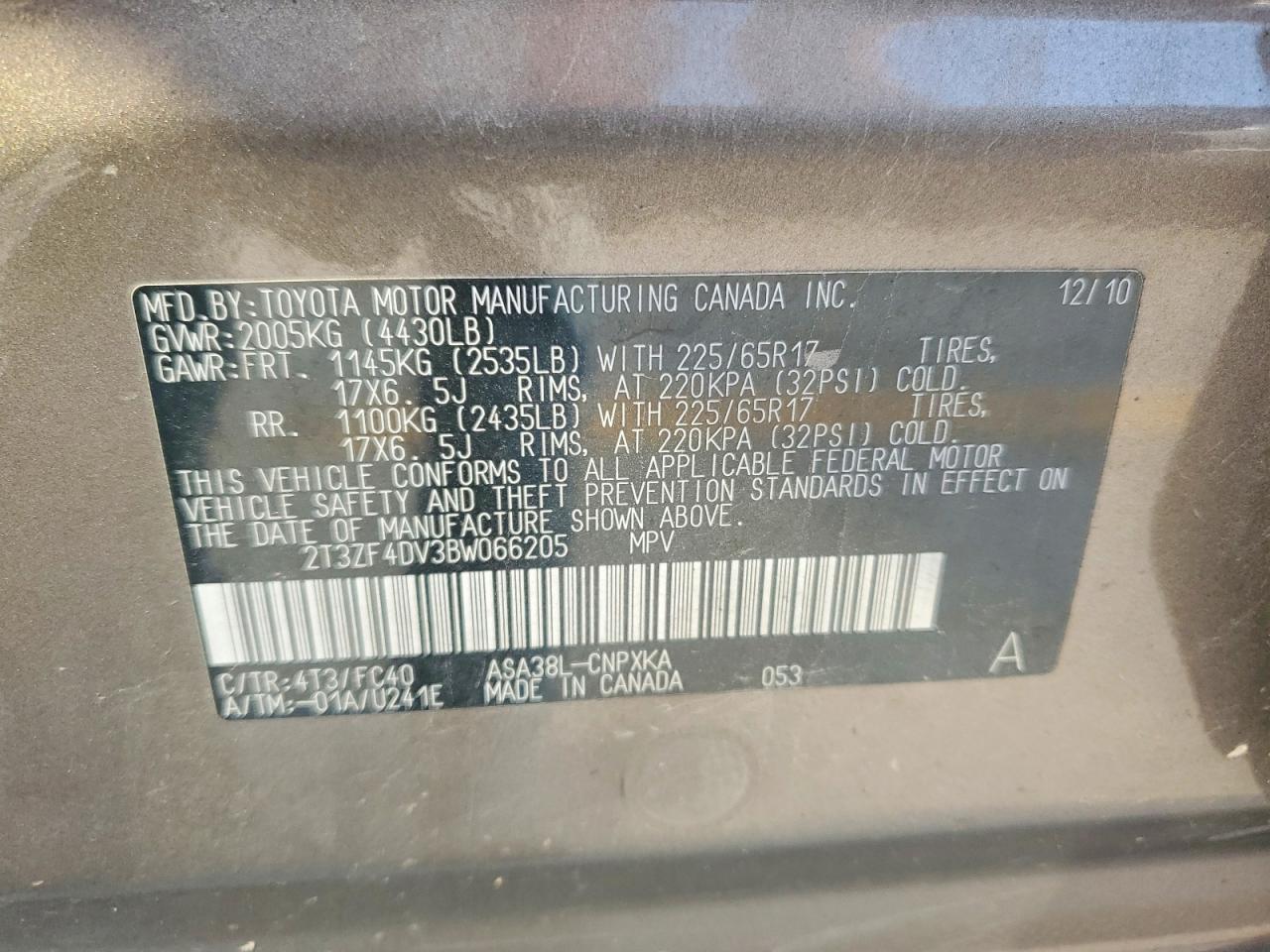 2011 Toyota Rav4 Base Silver vin: 2T3ZF4DV3BW066205