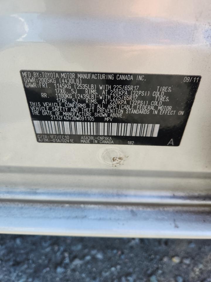 2011 Toyota Rav4 Base Silver vin: 2T3ZF4DV3BW091105