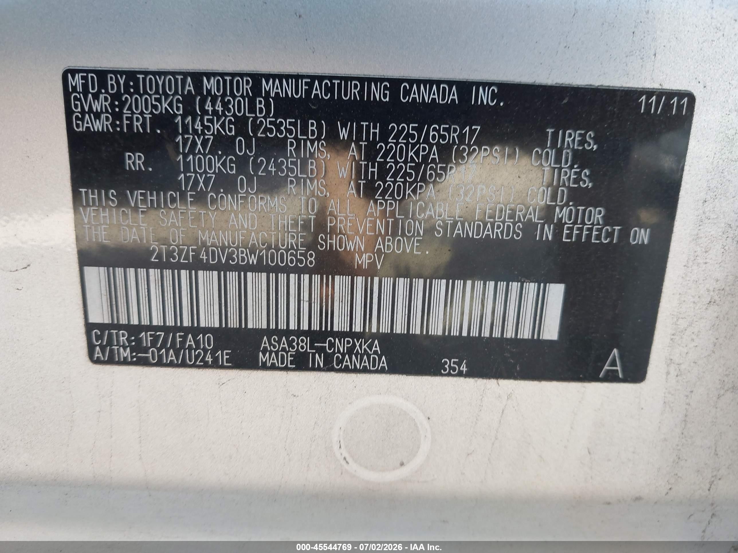 2011 Toyota Rav4   Silver vin: 2T3ZF4DV3BW100658