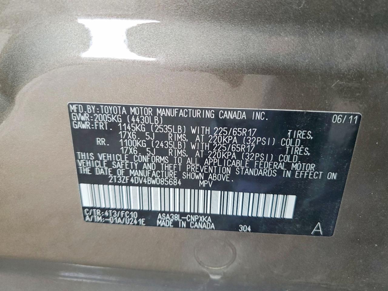 2011 Toyota Rav4 Base Brown vin: 2T3ZF4DV4BW085684