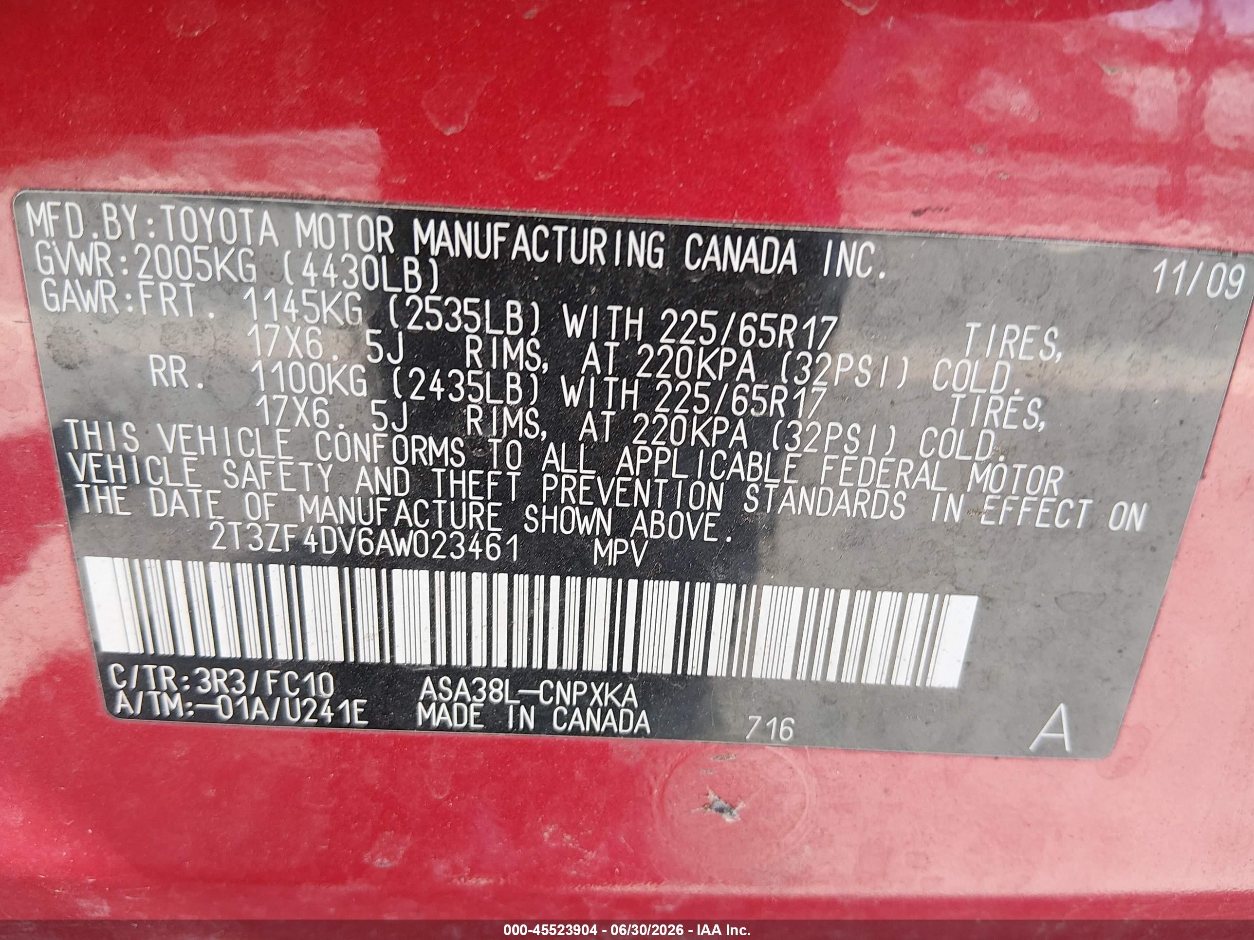 2010 Toyota Rav4   Бордовый vin: 2T3ZF4DV6AW023461
