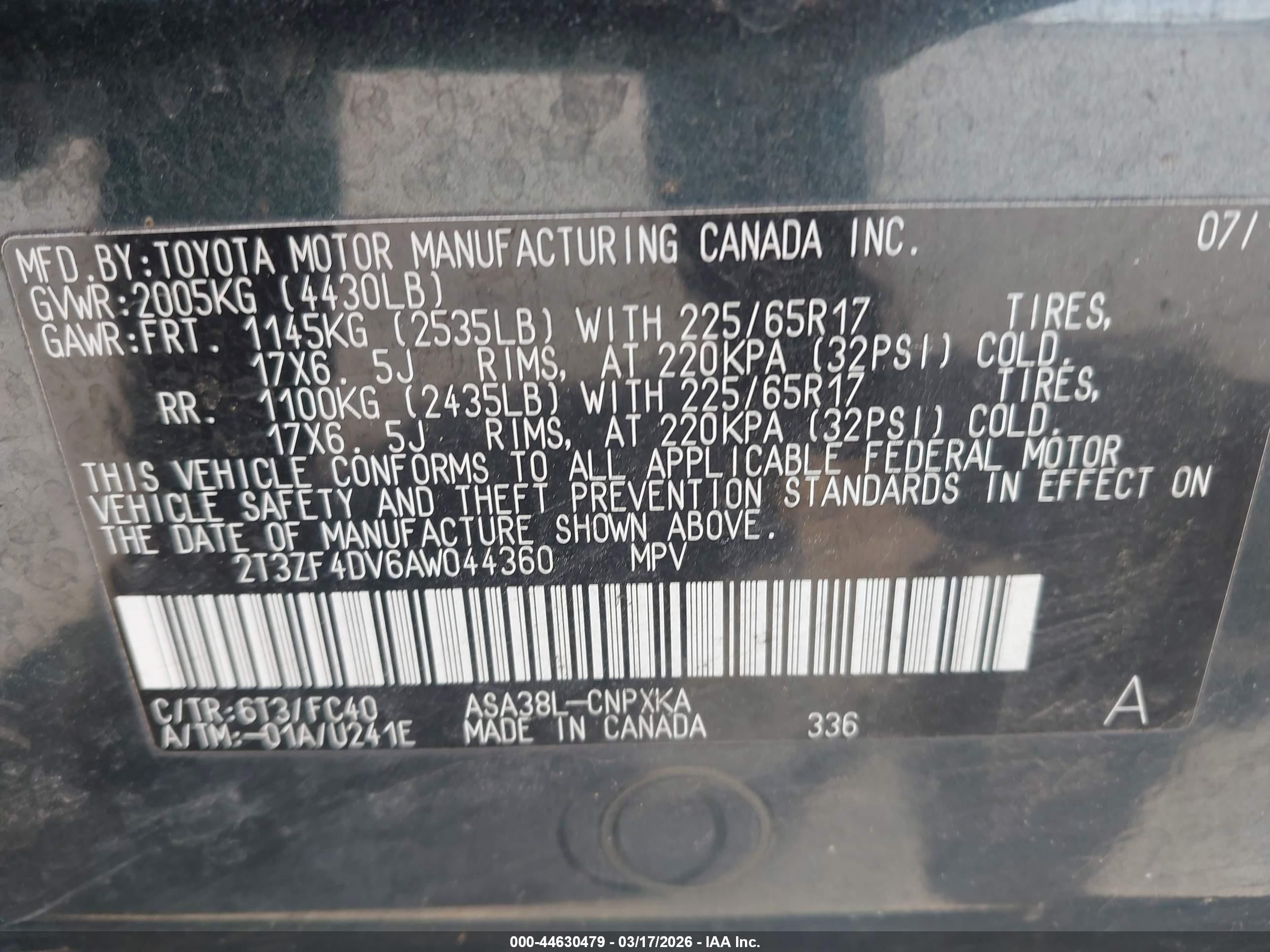 2010 Toyota Rav4   Dark Blue vin: 2T3ZF4DV6AW044360