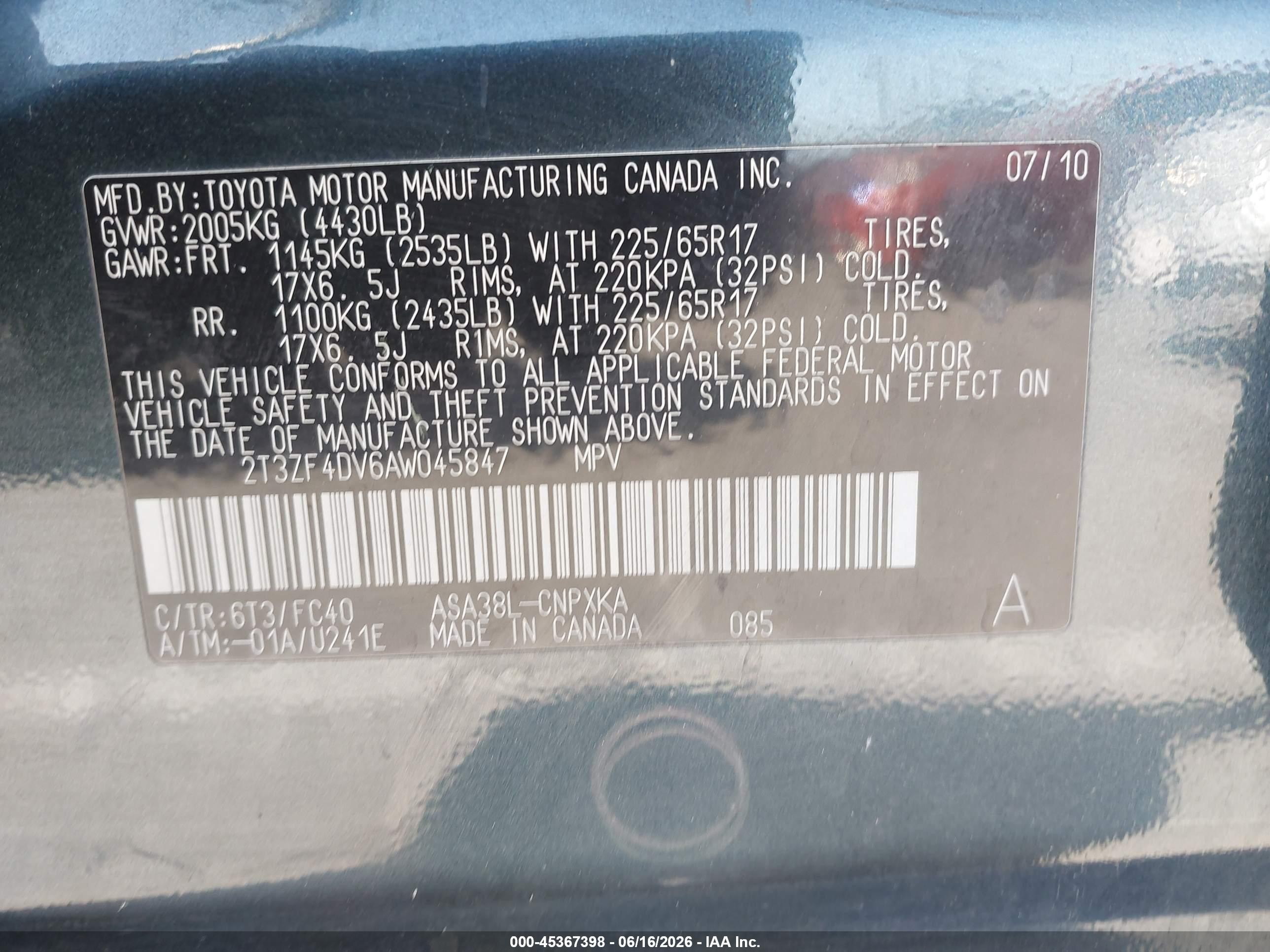2010 Toyota Rav4   Dark Blue vin: 2T3ZF4DV6AW045847