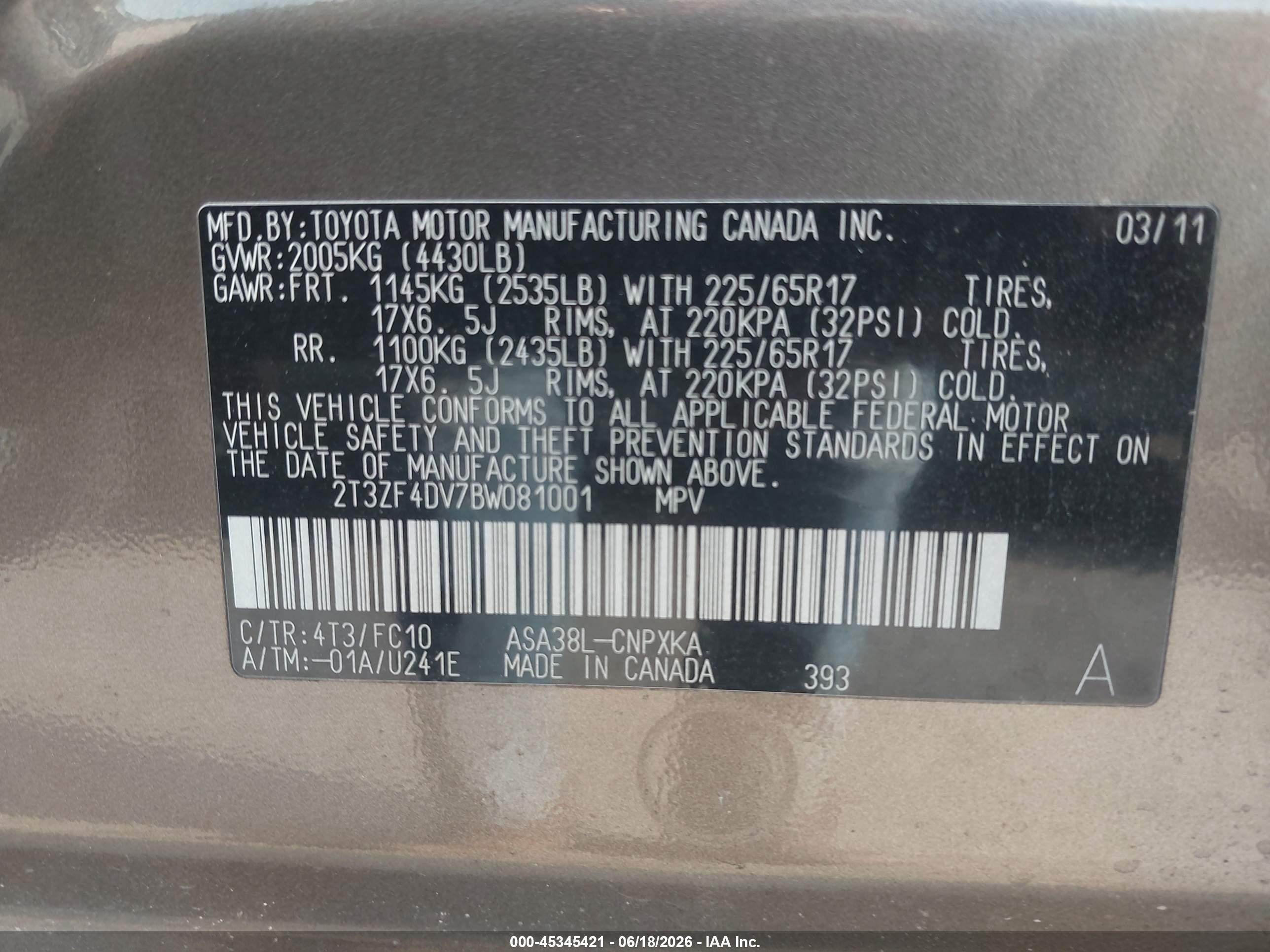 2011 Toyota Rav4   Gray vin: 2T3ZF4DV7BW081001