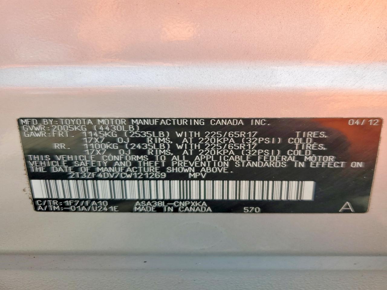 2012 Toyota Rav4 Base Silver vin: 2T3ZF4DV7CW121269