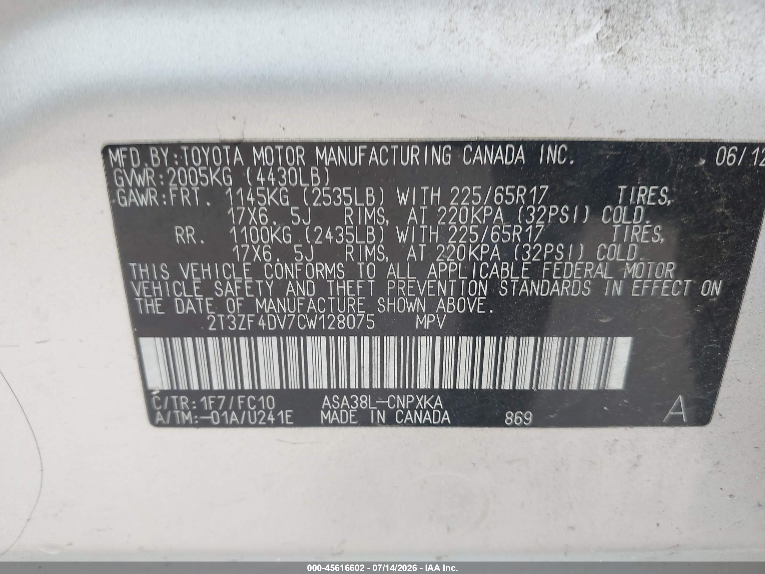 2012 Toyota Rav4   Silver vin: 2T3ZF4DV7CW128075