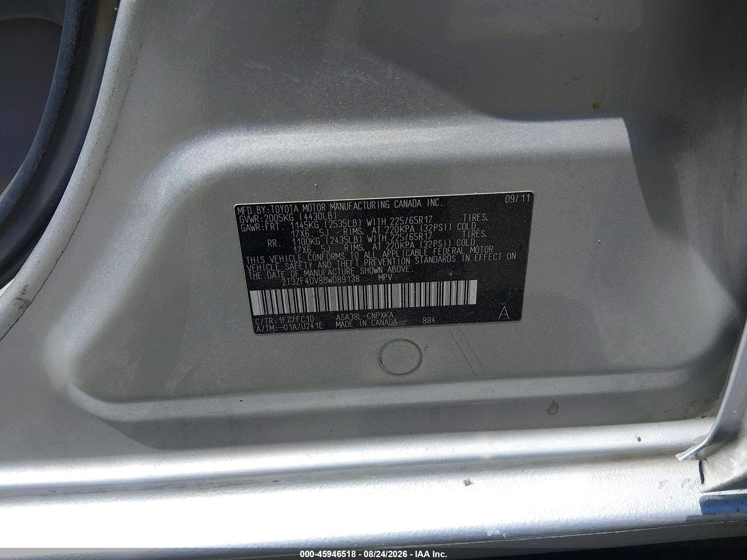 2011 Toyota Rav4   Silver vin: 2T3ZF4DV8BW089138