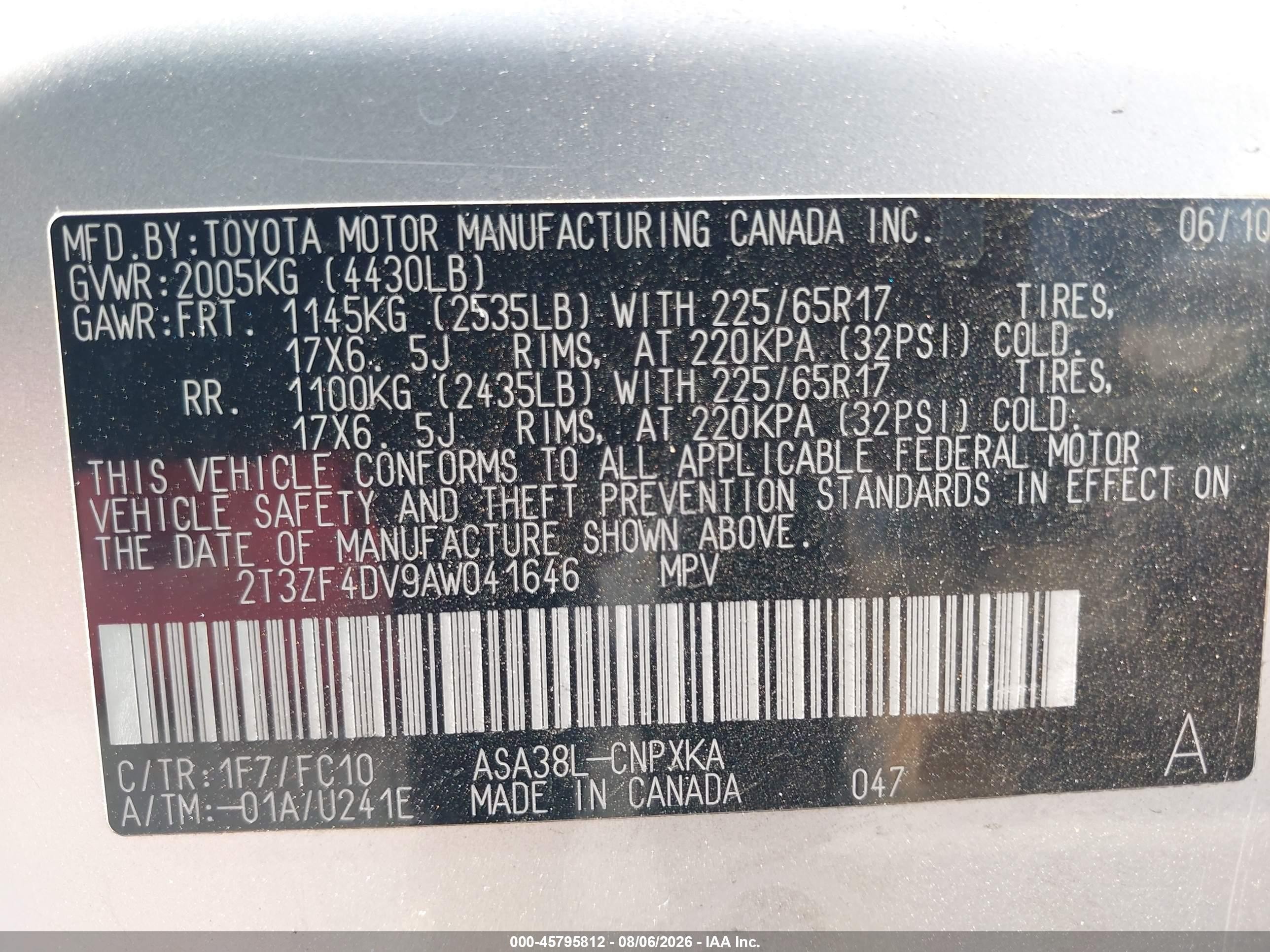 2010 Toyota Rav4   Silver vin: 2T3ZF4DV9AW041646