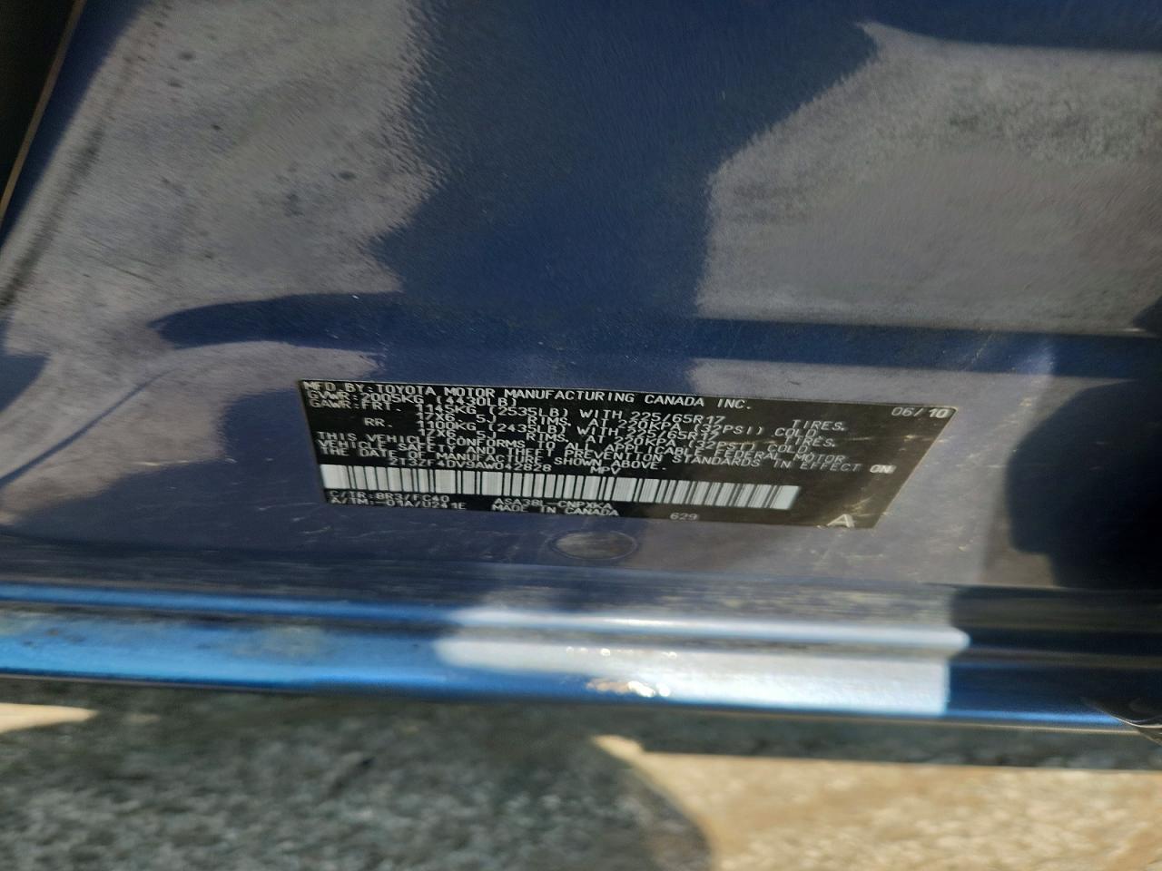 2010 Toyota Rav4 Base Blue vin: 2T3ZF4DV9AW042828