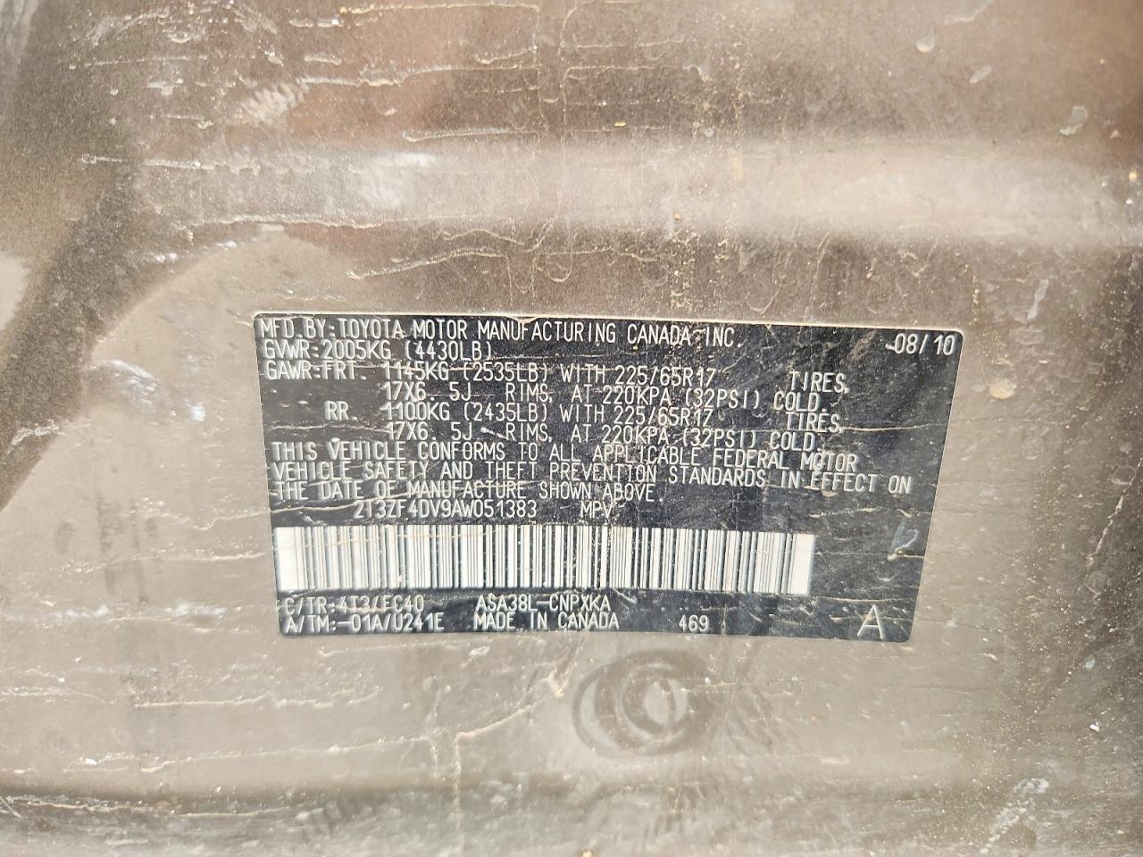 2010 Toyota Rav4 Base Gray vin: 2T3ZF4DV9AW051383