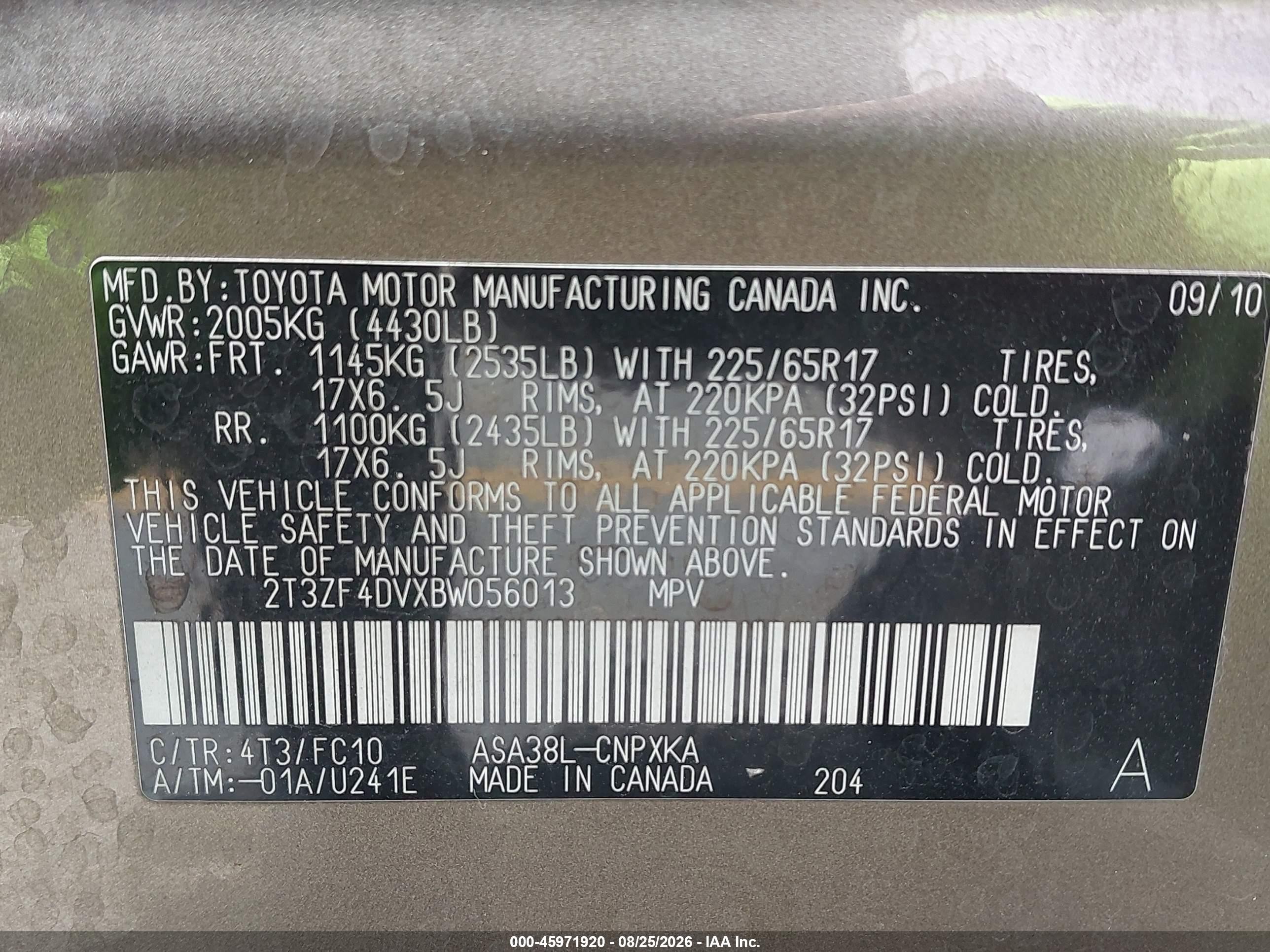 2011 Toyota Rav4   Gray vin: 2T3ZF4DVXBW056013