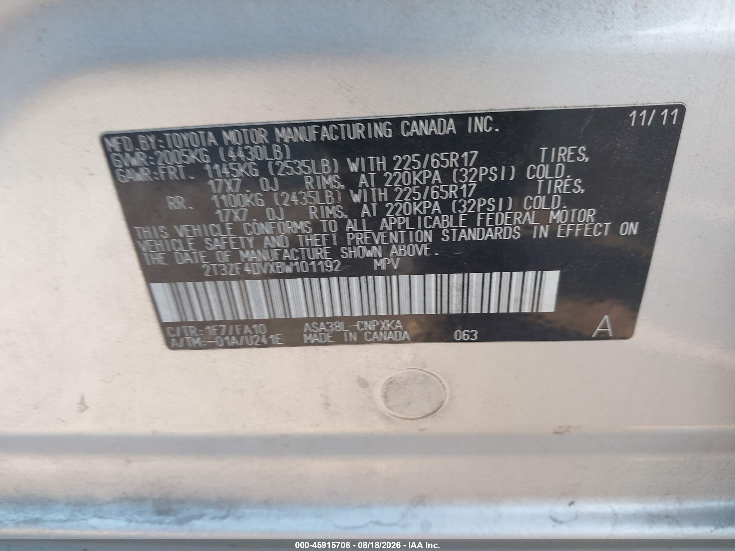 2011 Toyota Rav4   Silver vin: 2T3ZF4DVXBW101192